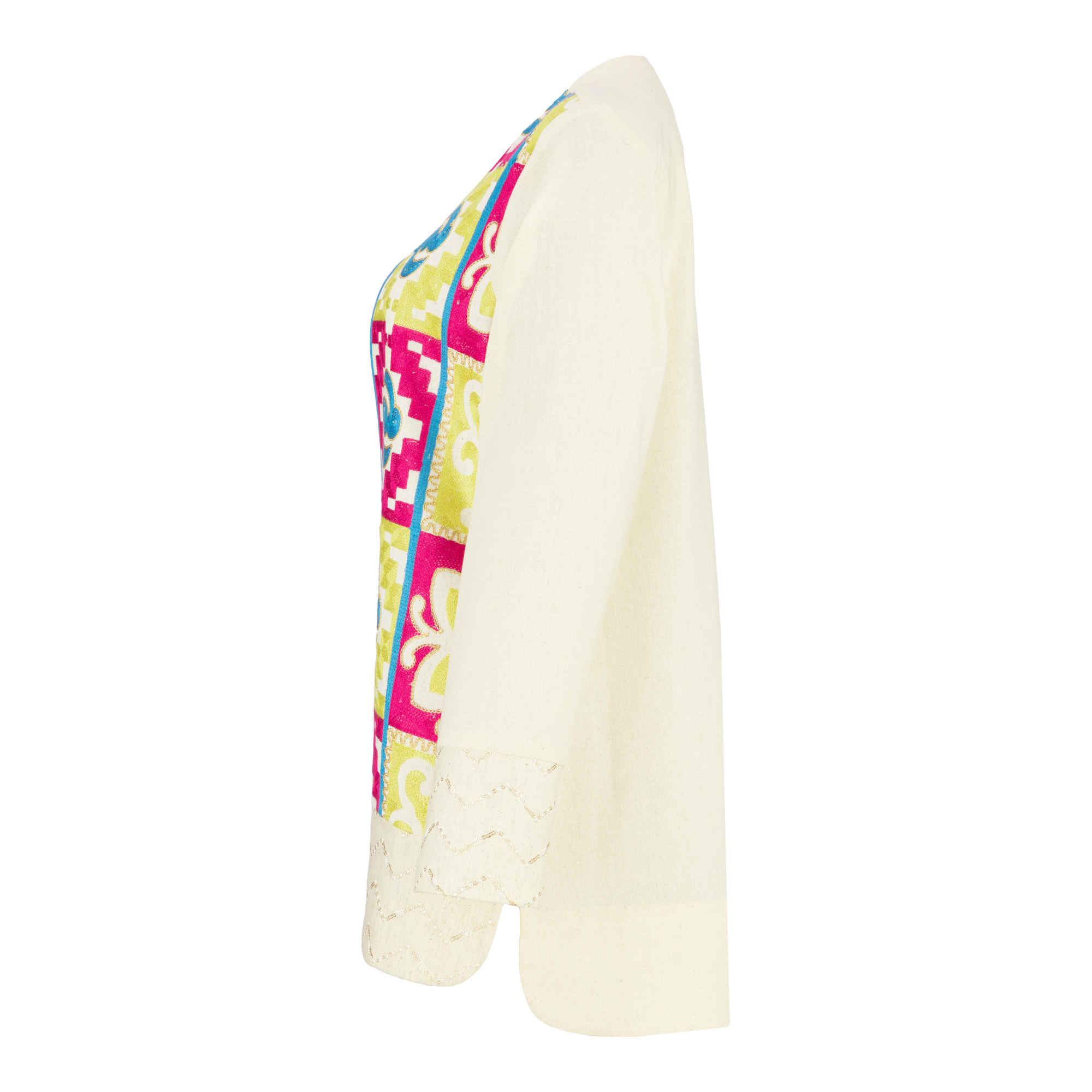 Manteau iranien – Confort et style par temps chaud, motif géométrique crème