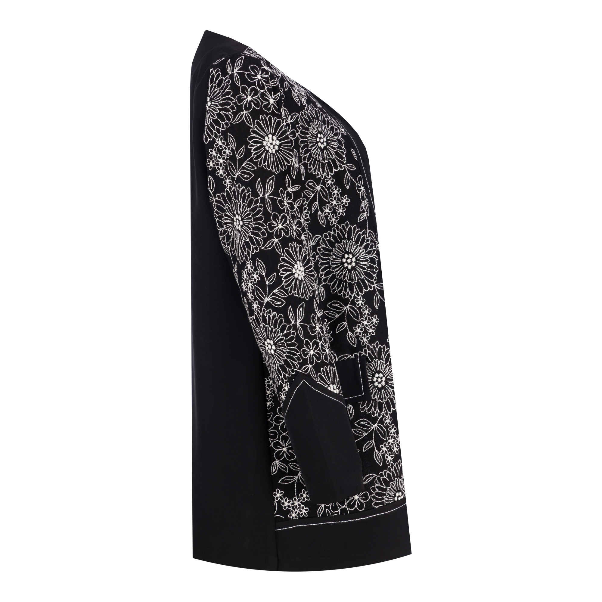 Ensemble Manteau et Pantalon pour femmes, modèle Zanus avec broderie – Noir