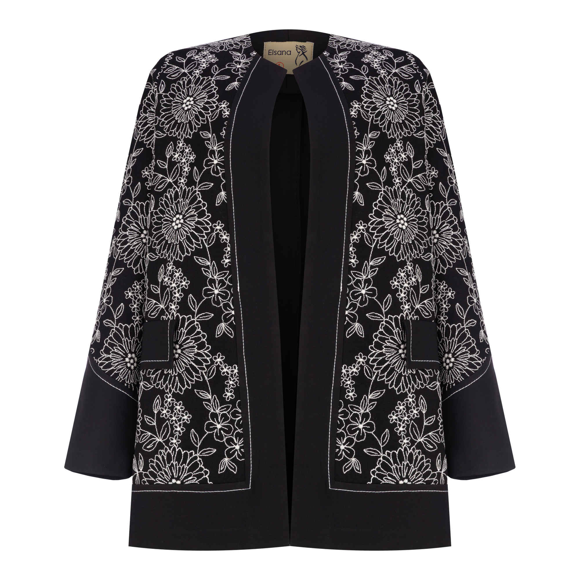Ensemble Manteau et Pantalon pour femmes, modèle Zanus avec broderie – Noir