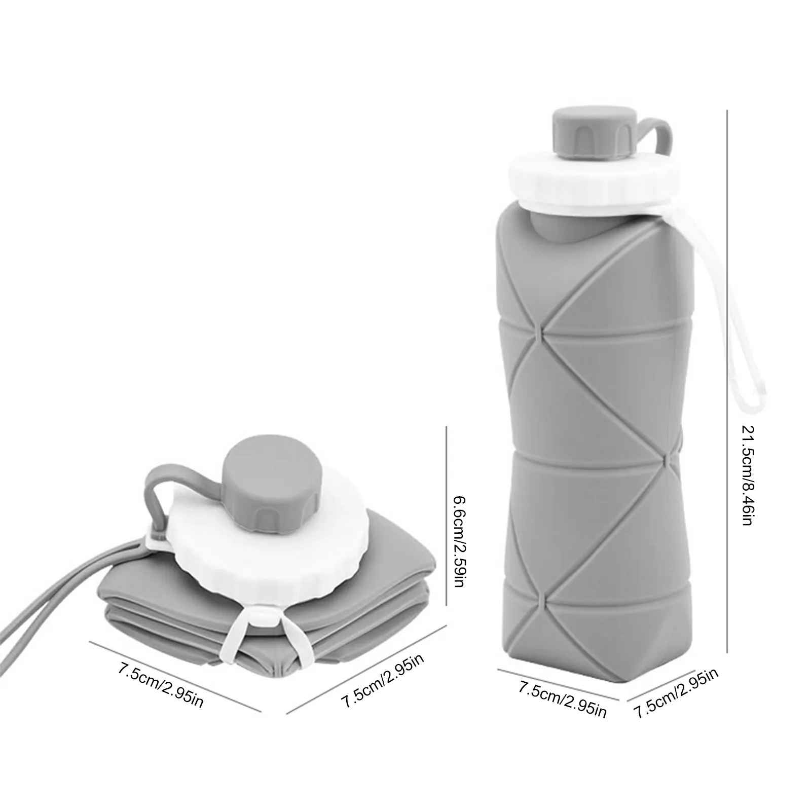 Bouteille en silicone pliable 0,6 L – design portable et gain de place