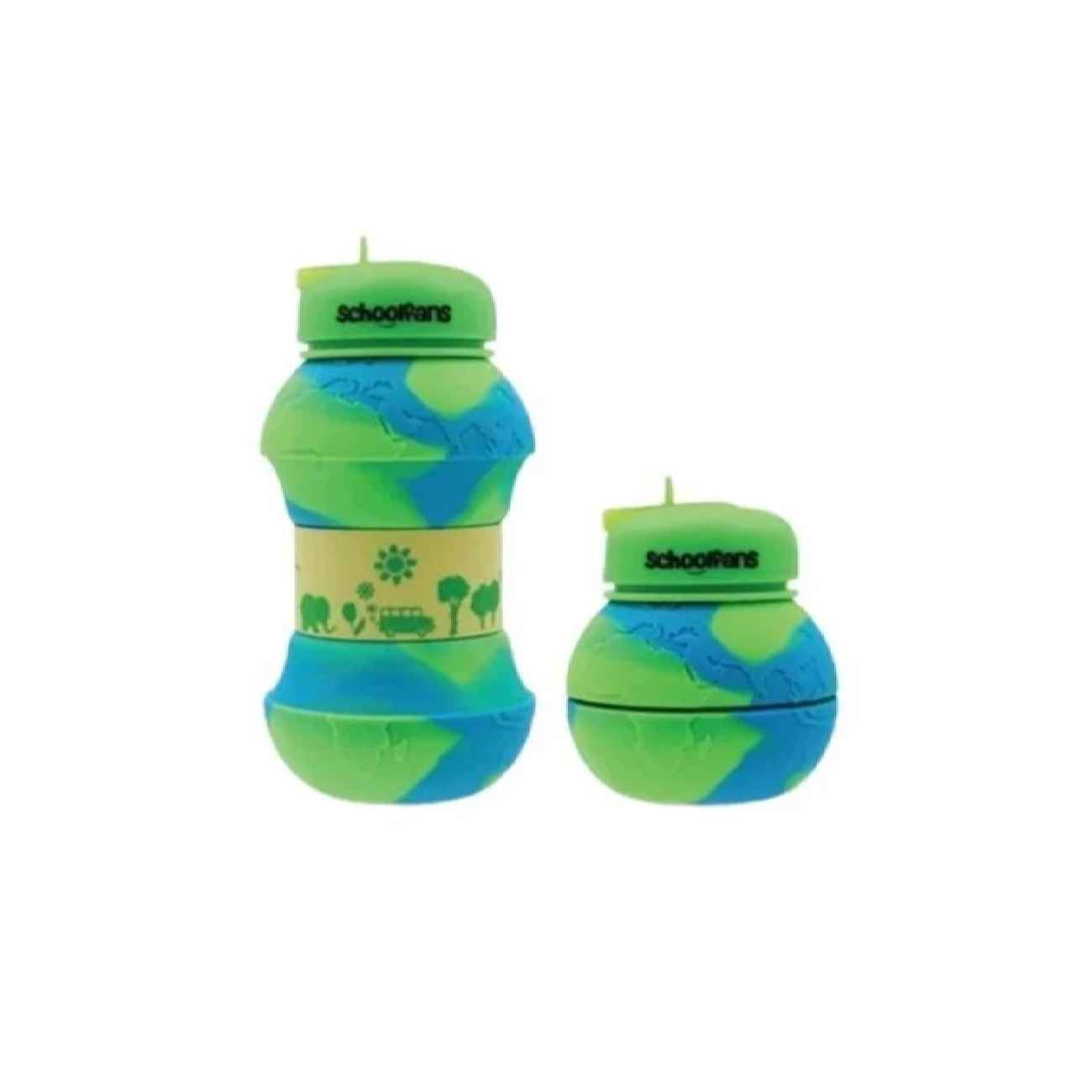 Bouteille en silicone 550 ml – design globe terrestre, école et sport