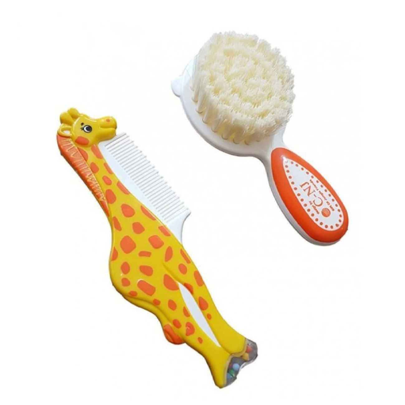 Set peigne et brosse bébé avec motif girafe – parfait pour soins capillaires des nourrissons