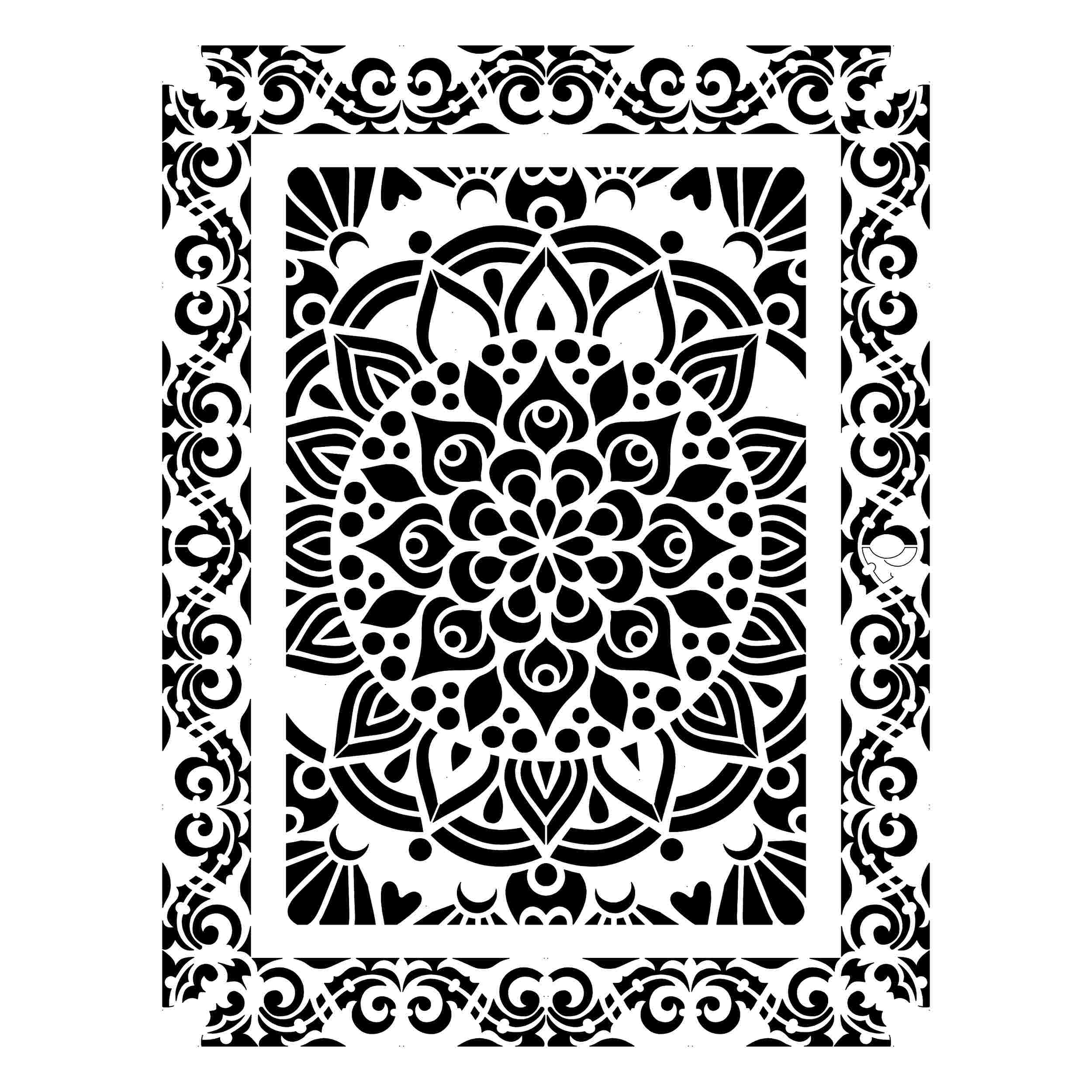 Beau pochoir avec motif mandala – idéal pour murs et tissus