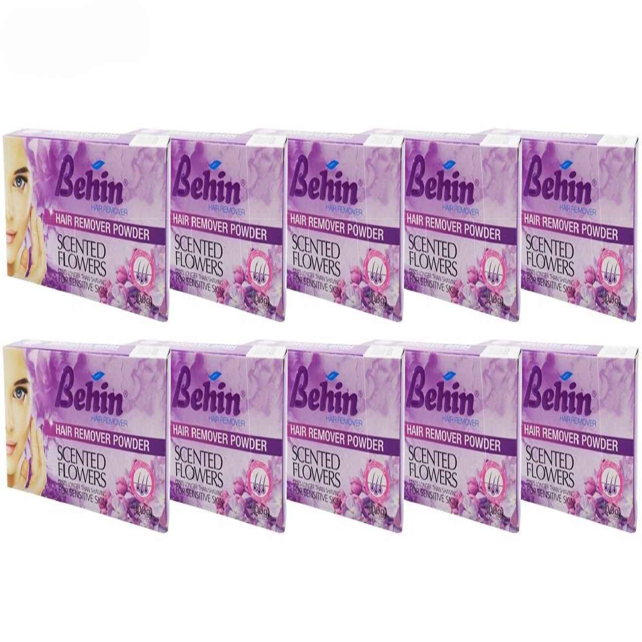 Poudre Dépilatoire Behin – Adaptée aux Femmes, 100g, Pack de 10