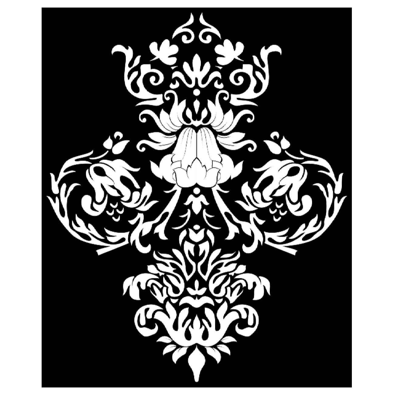 Pochoir charme classique – adapté pour murs et tissus avec motif damask
