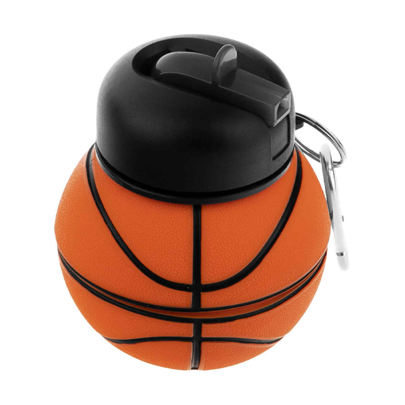 Bouteille de sport en silicone pliable – design ballon de basket, 0,55 L, portable et réutilisable