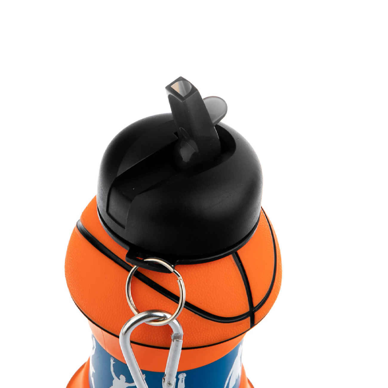 Bouteille de sport en silicone pliable – design ballon de basket, 0,55 L, portable et réutilisable
