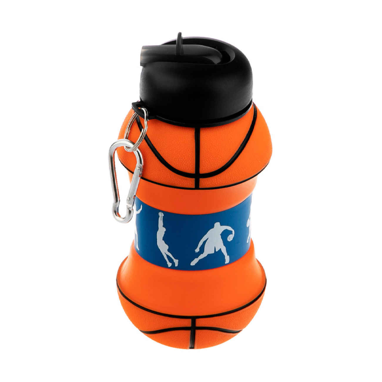 Bouteille de sport en silicone pliable – design ballon de basket, 0,55 L, portable et réutilisable