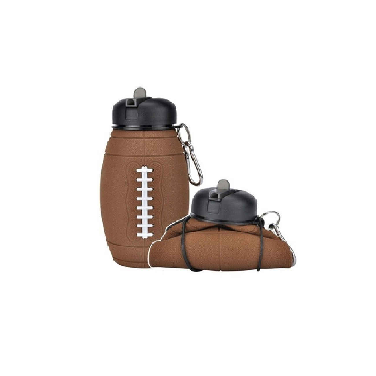 Bouteille en silicone pliable – design ballon de rugby, 0,55 L, portable et réutilisable