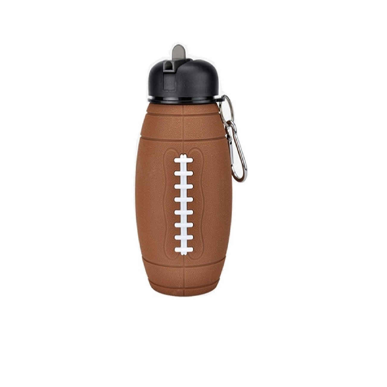 Bouteille en silicone pliable – design ballon de rugby, 0,55 L, portable et réutilisable