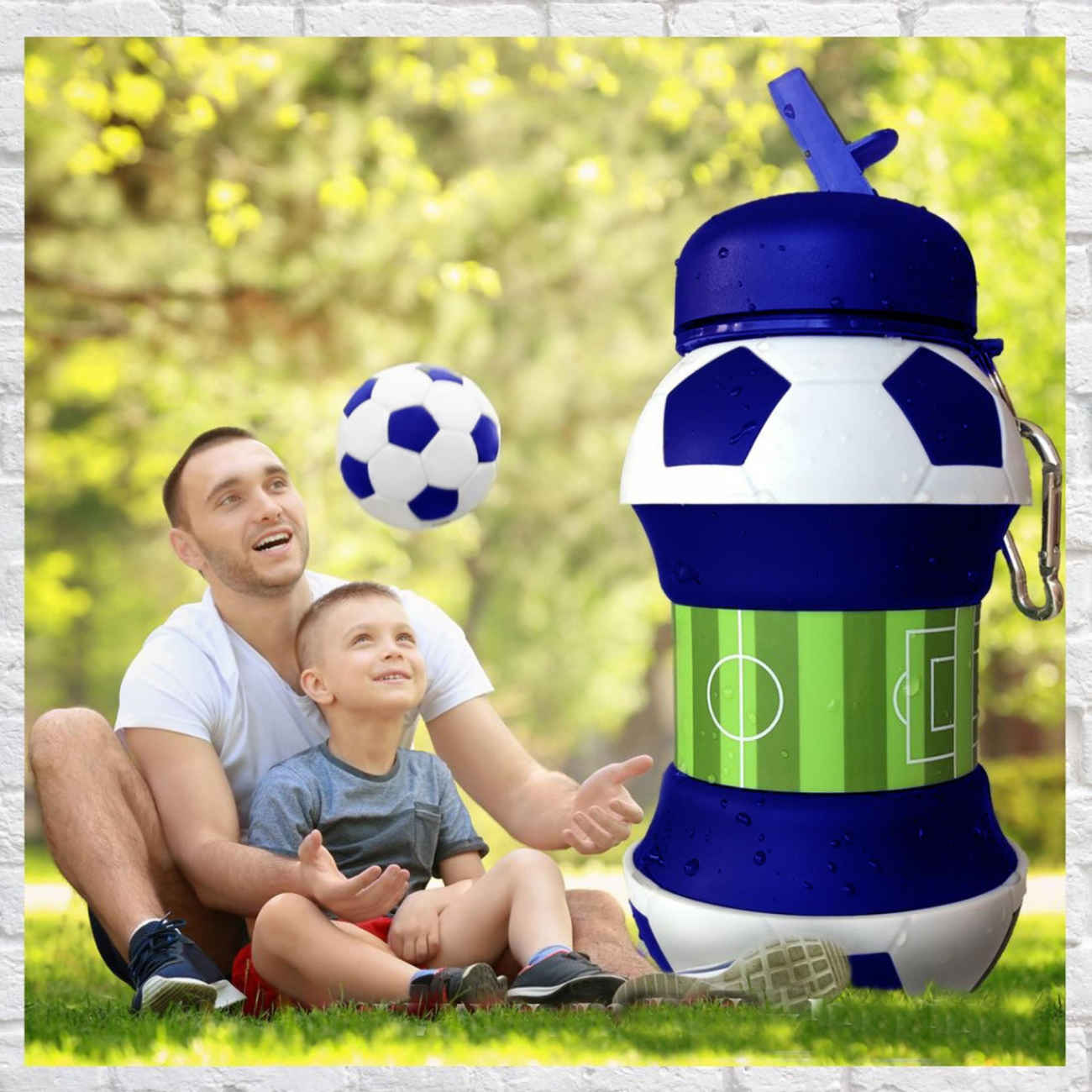 Bouteille en silicone pliable – design ballon de foot, 0,55 L