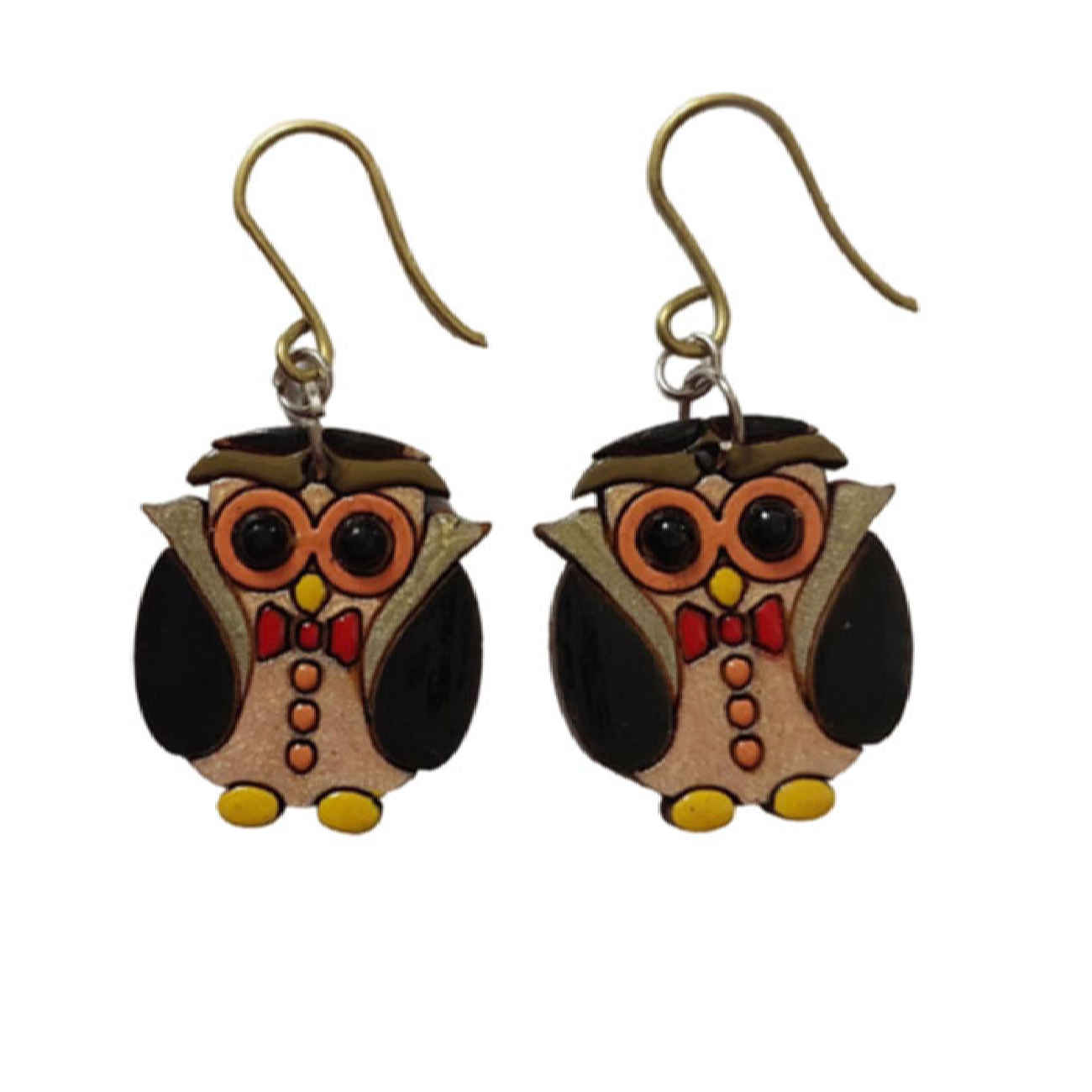 Boucles d’oreilles chouette en bois – charme forestier fait main