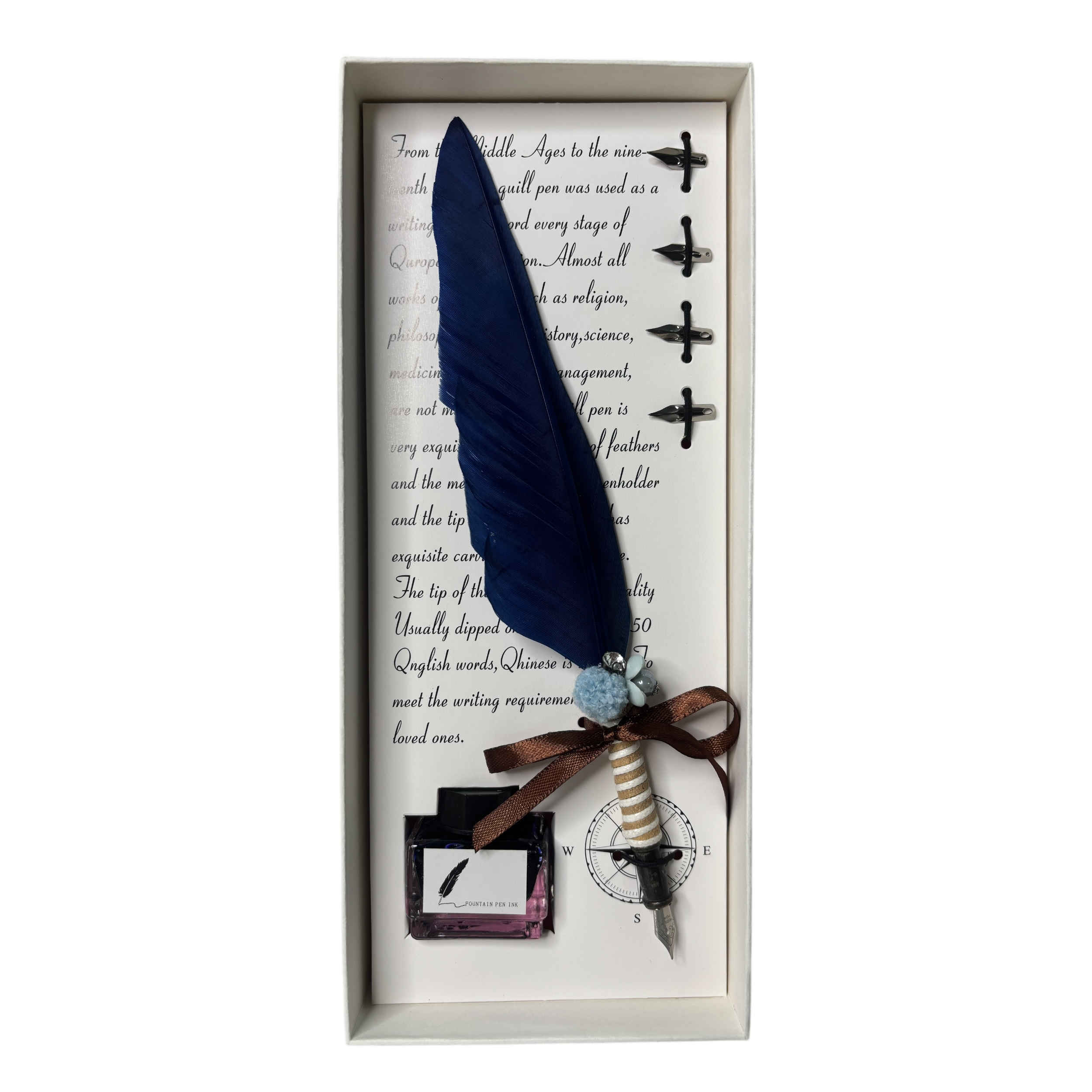 Set de plumes avec encrier – cadeau parfait pour écrivains