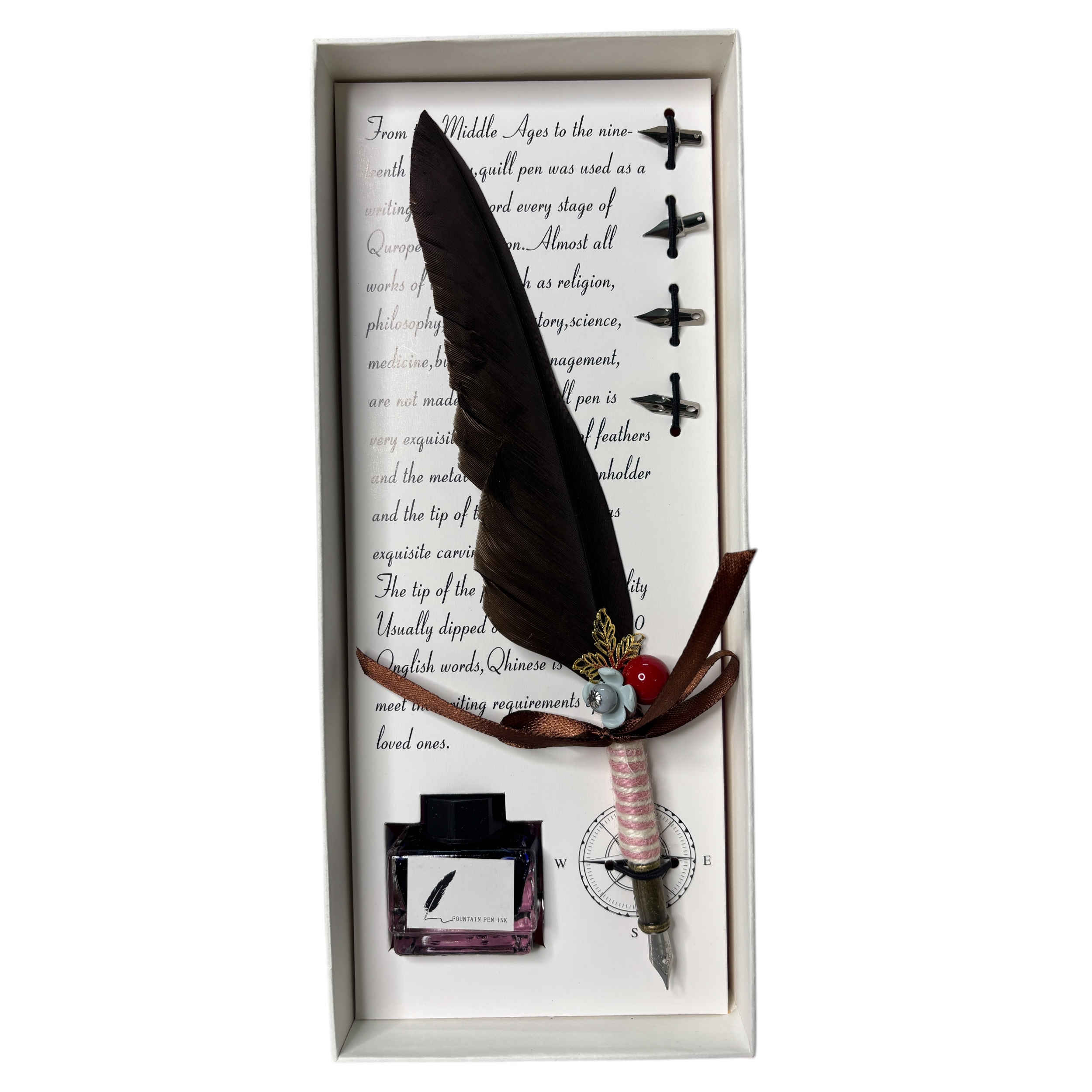 Set de plumes avec encrier – cadeau parfait pour écrivains