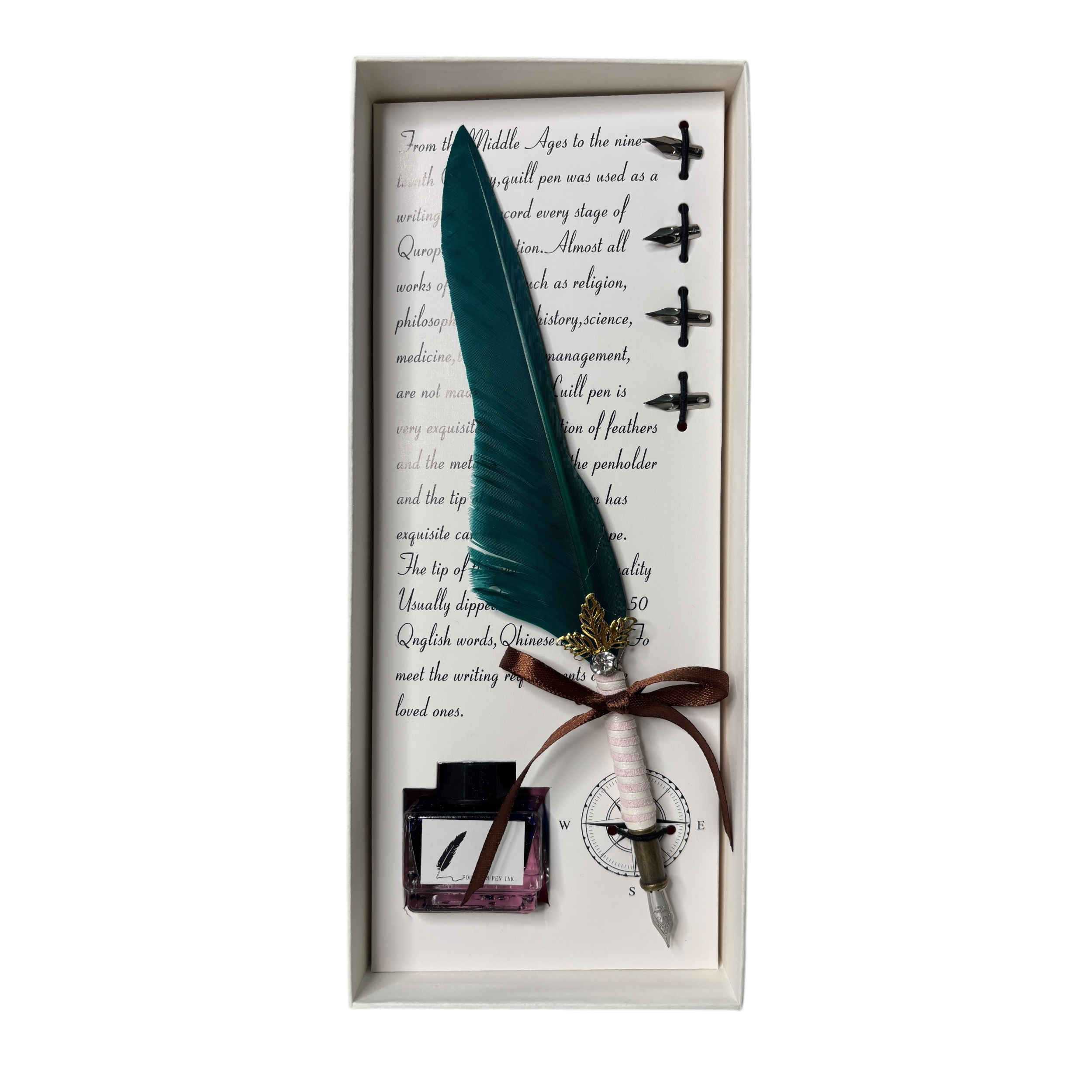 Set de plumes avec encrier – cadeau parfait pour écrivains