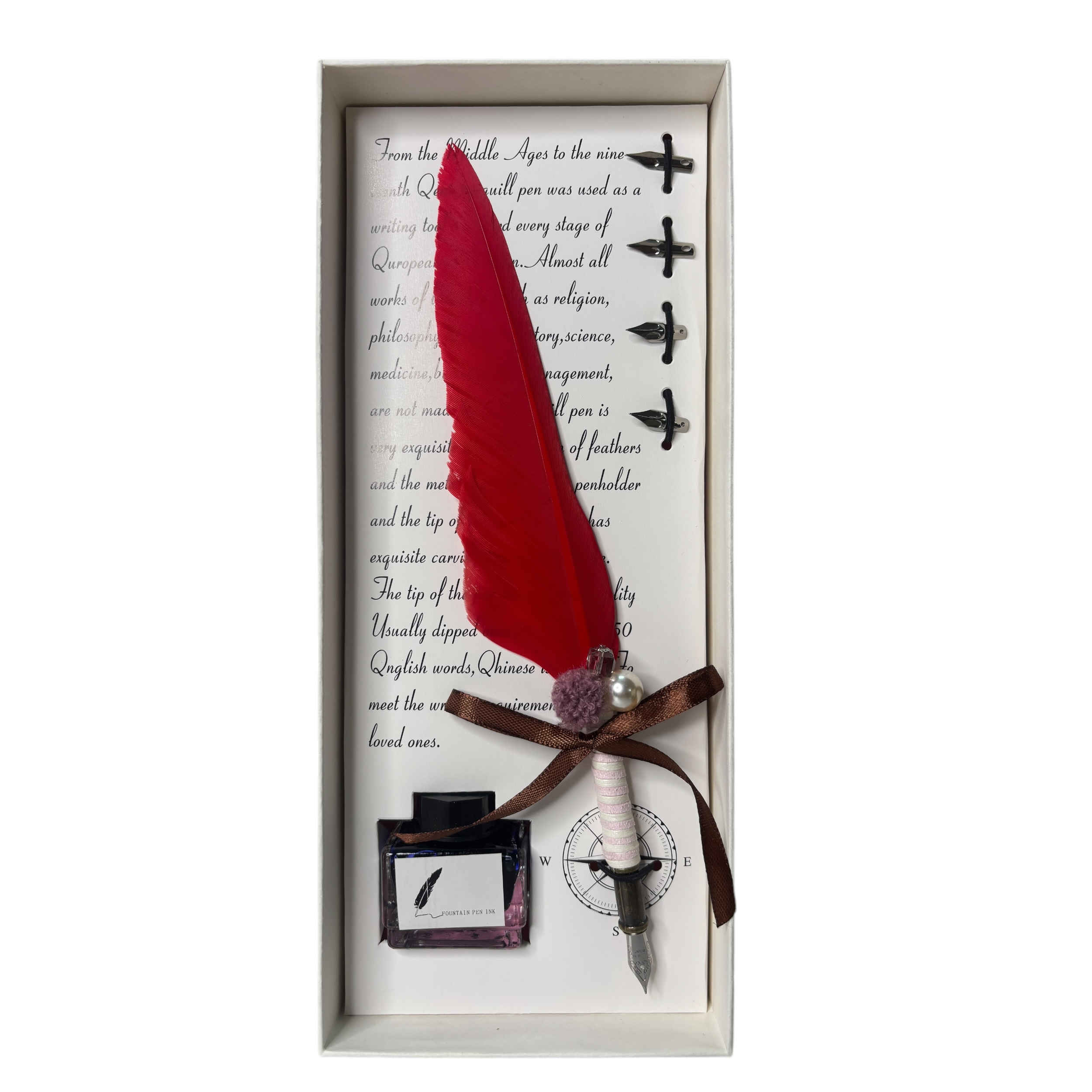 Set de plumes avec encrier – cadeau parfait pour écrivains