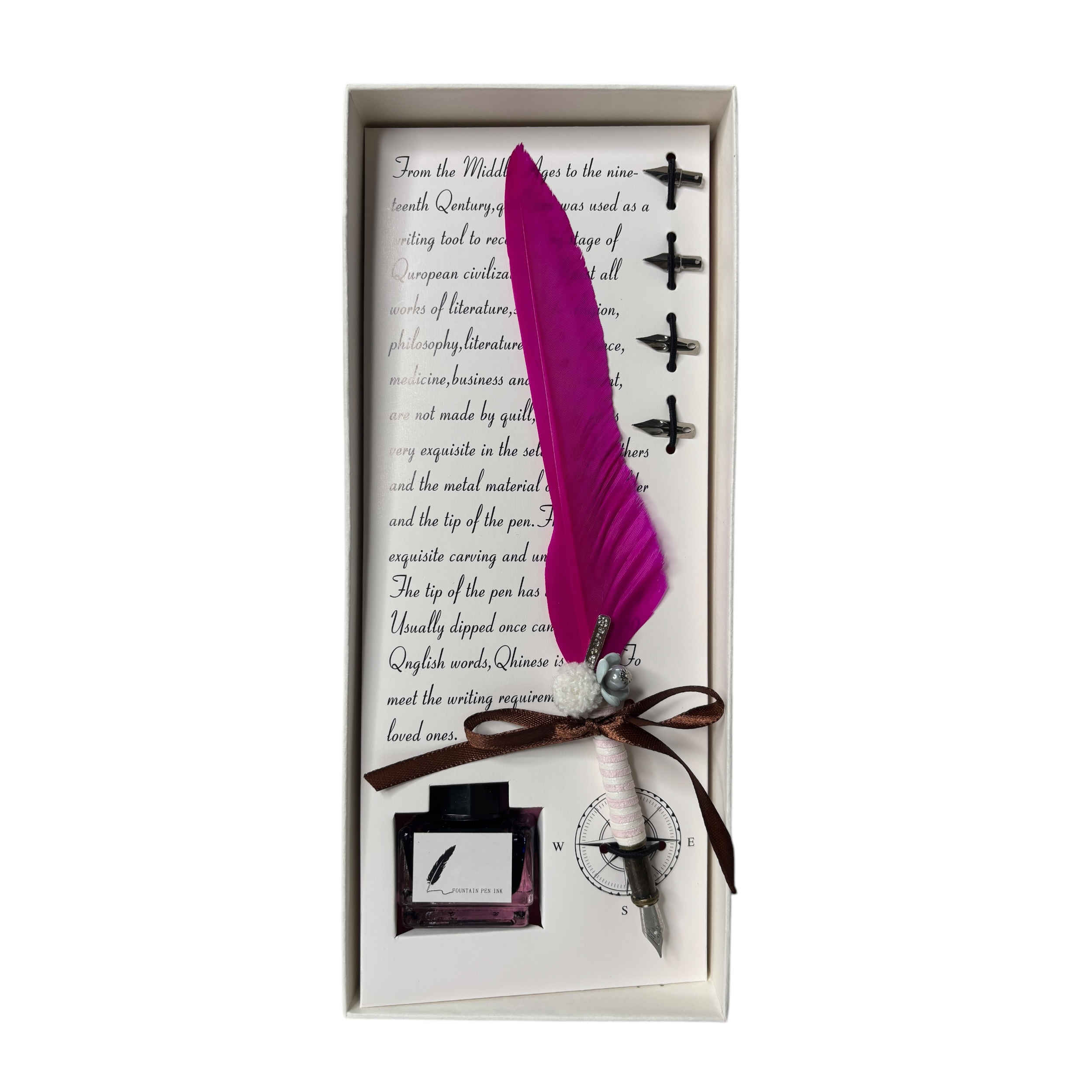 Set de plumes avec encrier – cadeau parfait pour écrivains