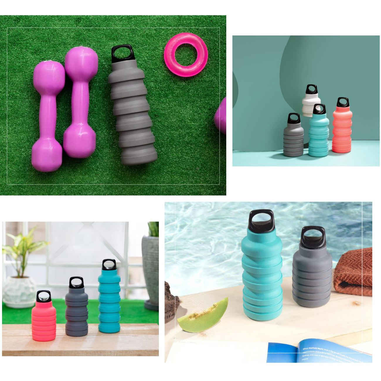 Bouteille en silicone flexible – facile à transporter, idéale pour randonnée, course et vélo