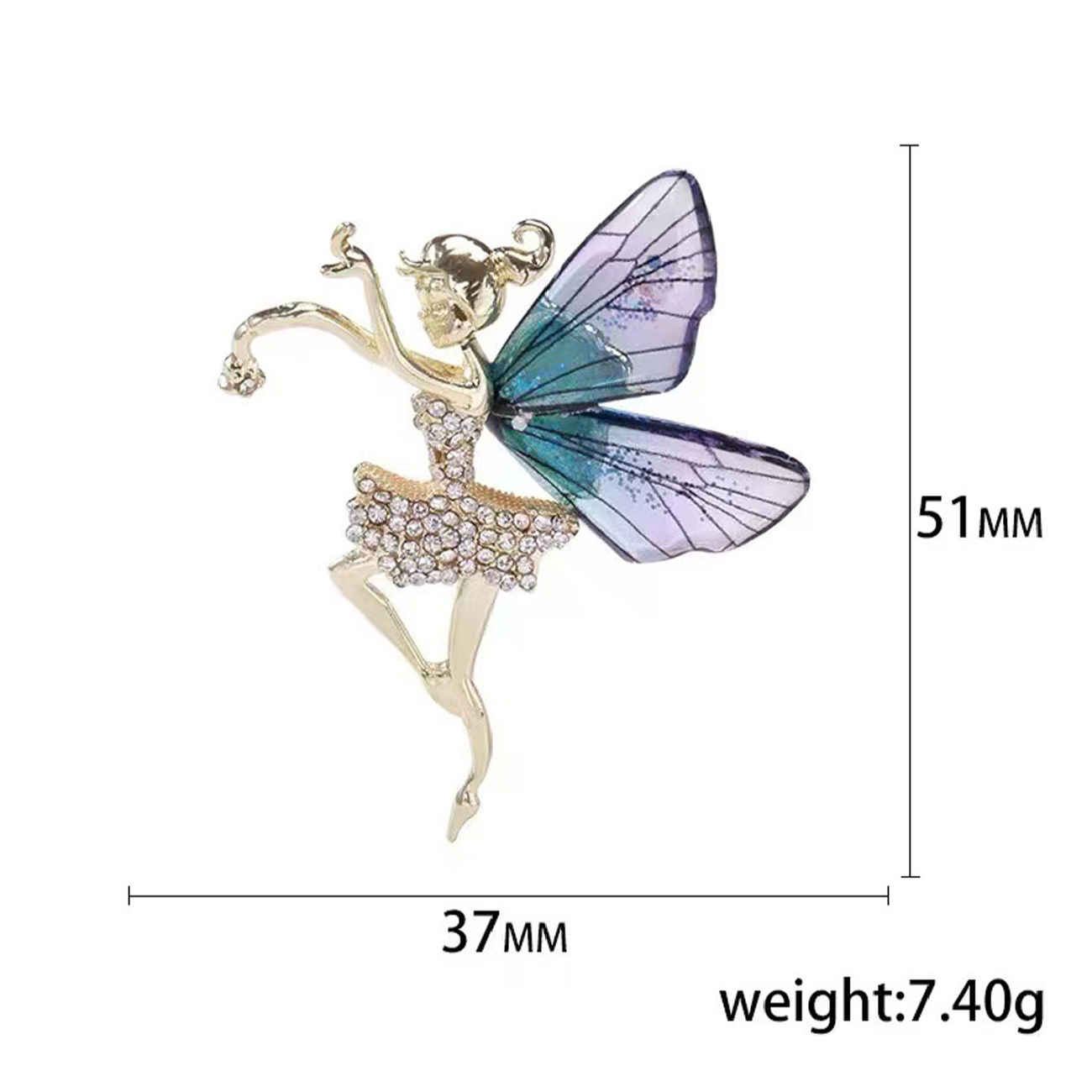 Broche Papillon Ballerine Dorée – Broche Élégante Inspirée de la Danse pour Femmes
