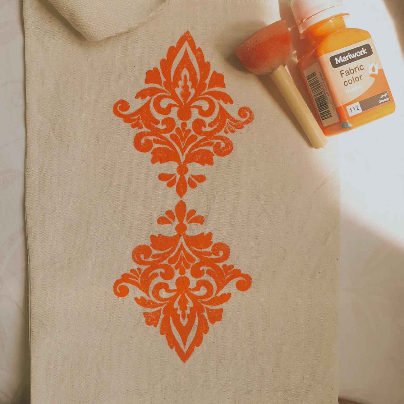 Tampon bloc de linoléum sculpté à la main – adapté pour tissu et papier, design damask