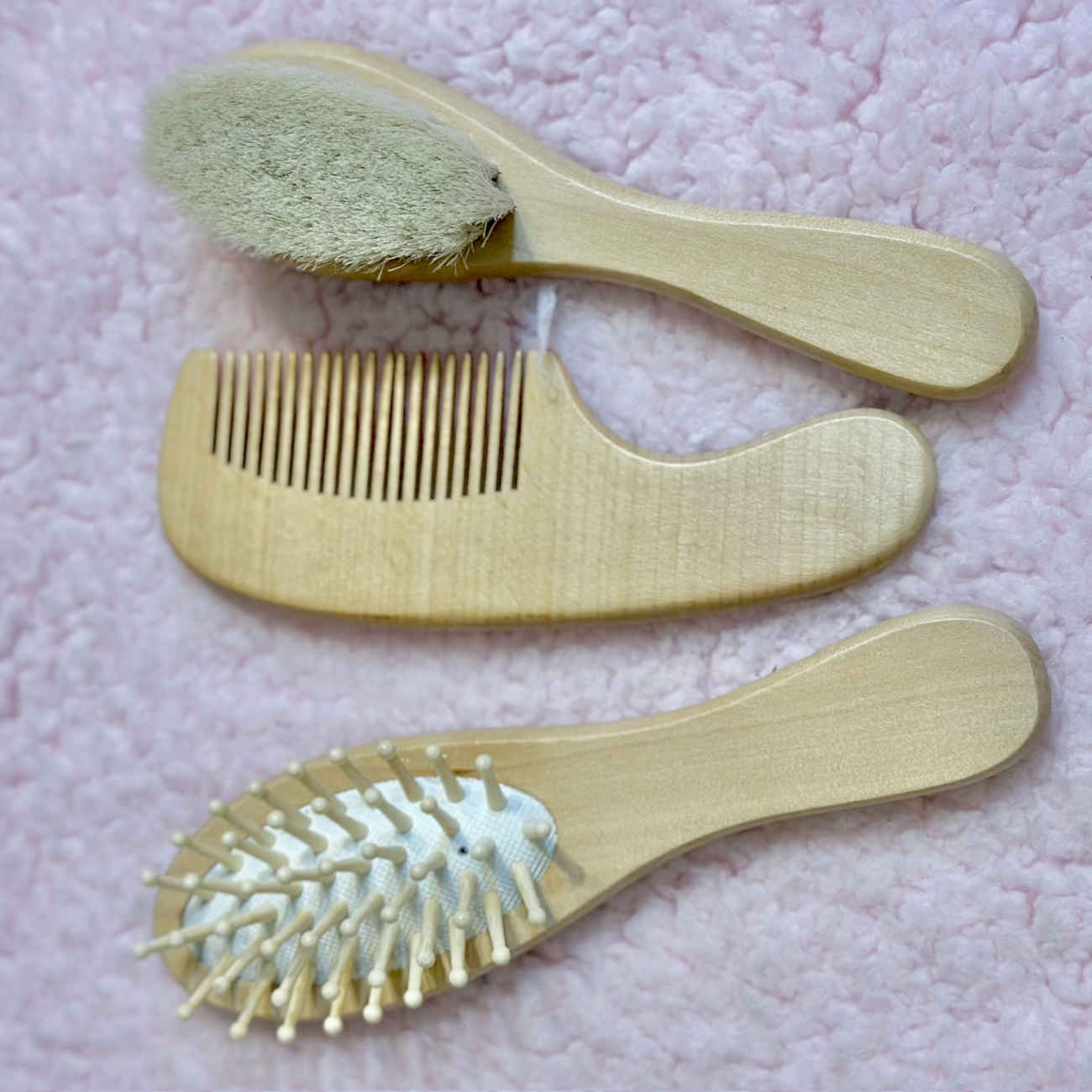 Brosse et Peigne en Bois pour Enfants – Démêlage Doux pour le Soin des Cheveux, Ensemble de 3 Pièces