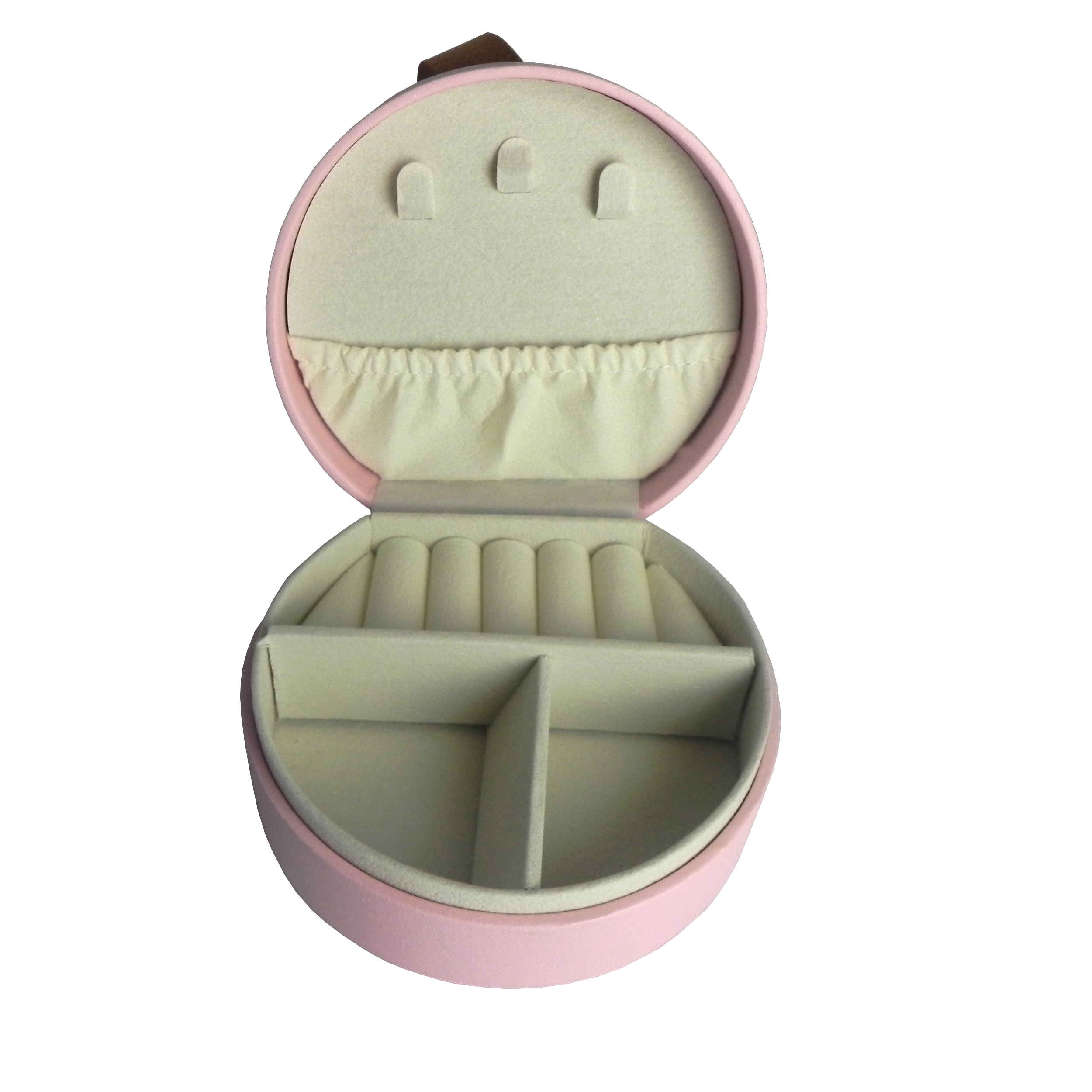 Boîte à bijoux de luxe en cuir synthétique avec compartiments pour rangement sécurisé, rose