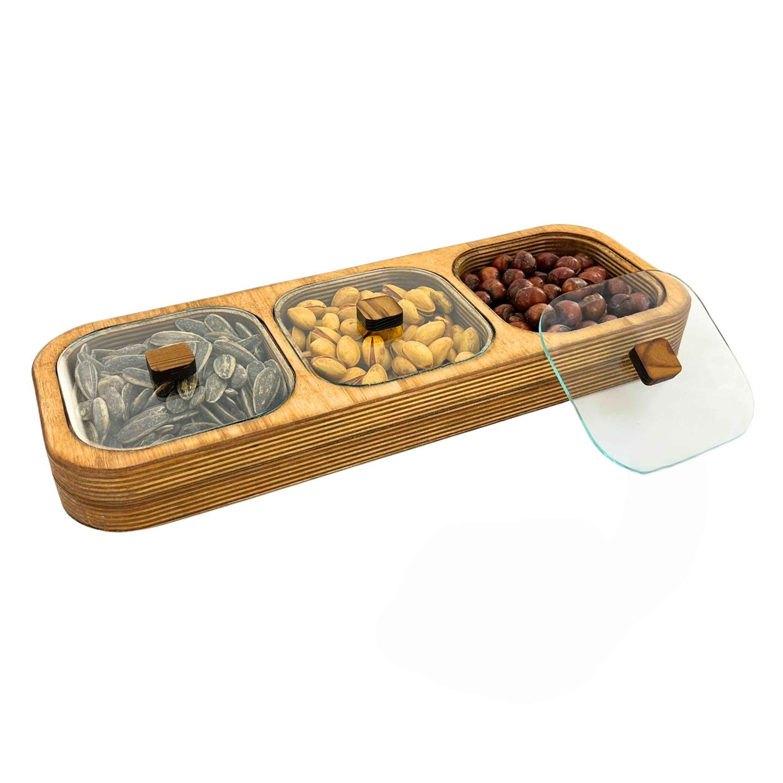 Boîte organisatrice en bois de luxe, style rustique – idéale pour fruits secs et noix