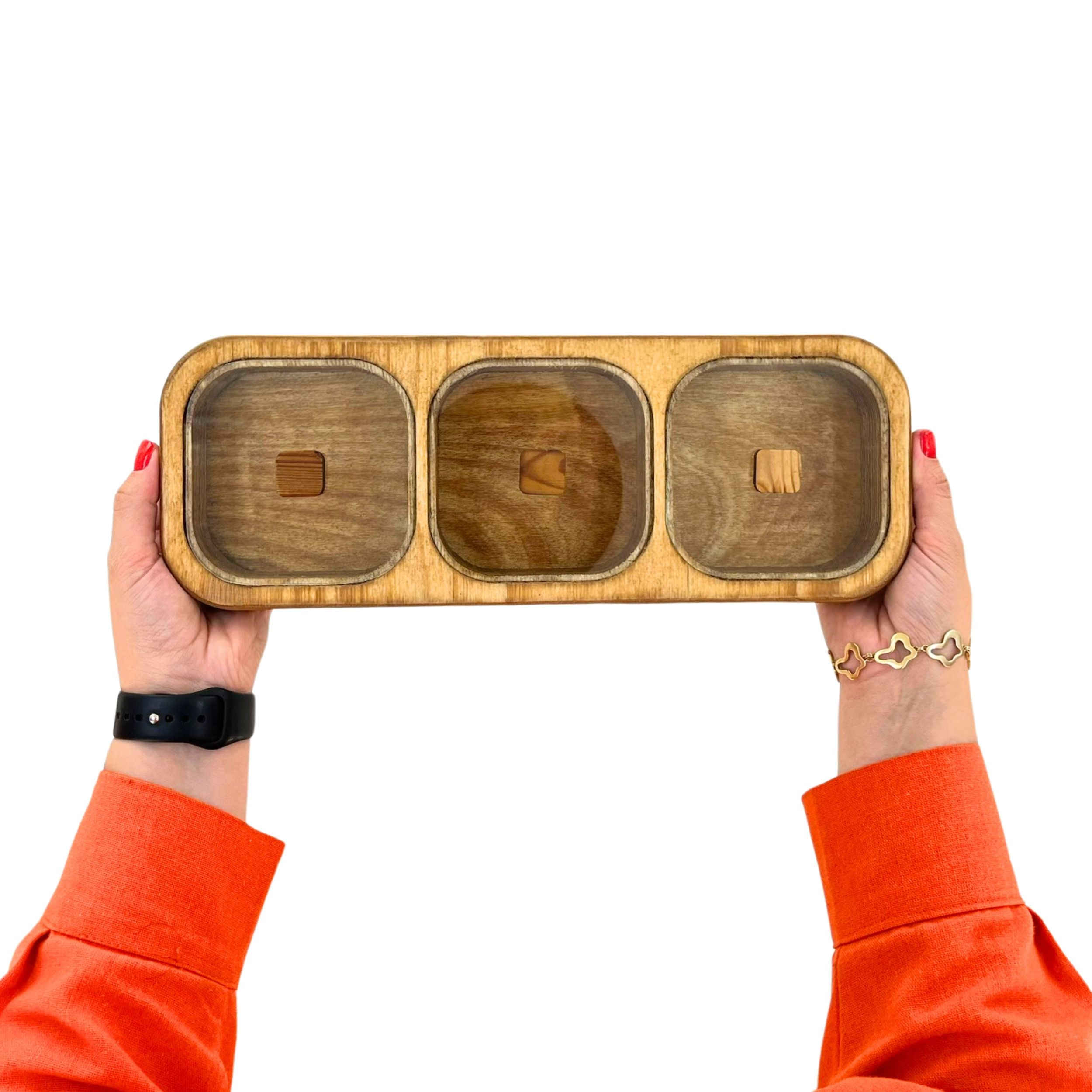 Boîte organisatrice en bois de luxe, style rustique – idéale pour fruits secs et noix