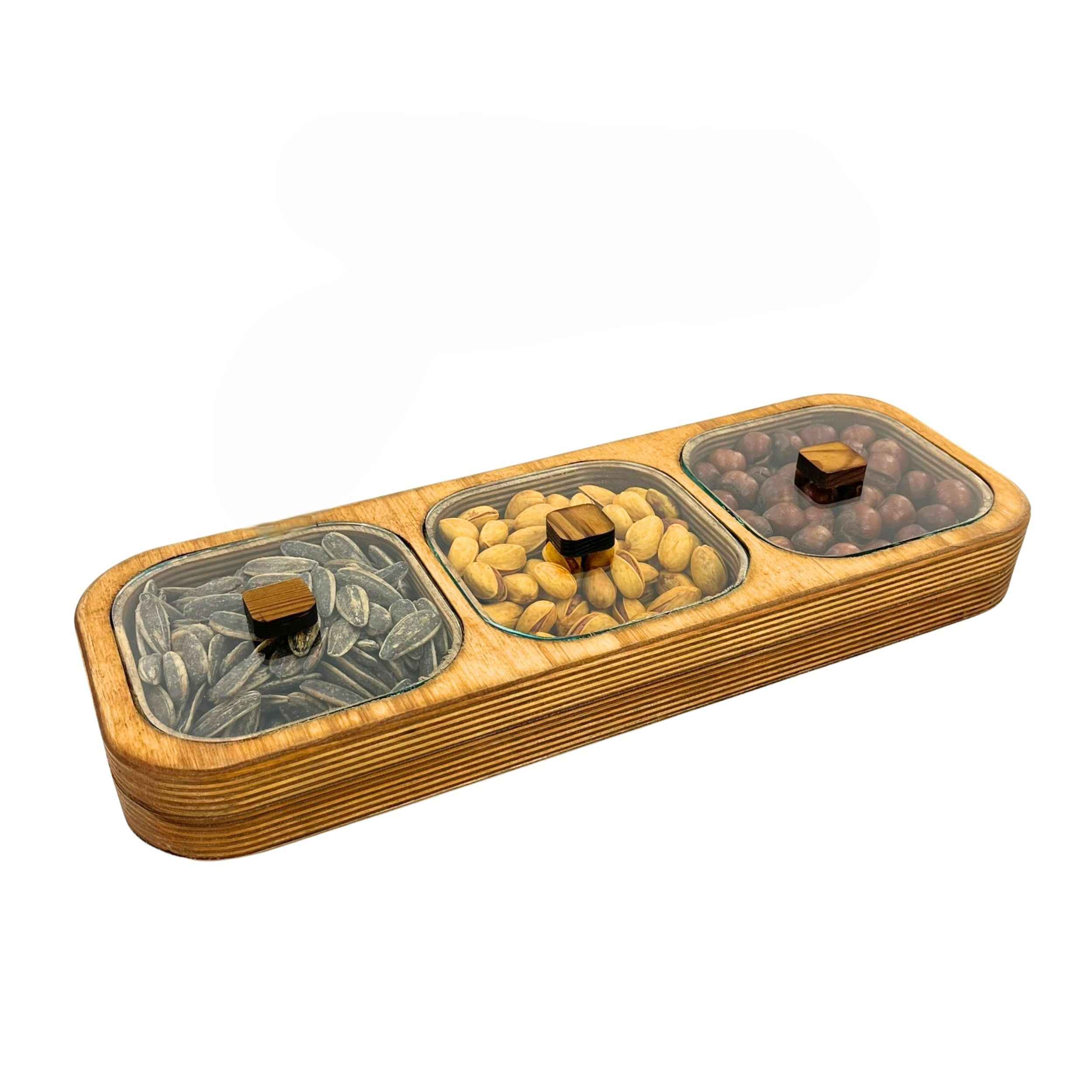 Boîte organisatrice en bois de luxe, style rustique – idéale pour fruits secs et noix