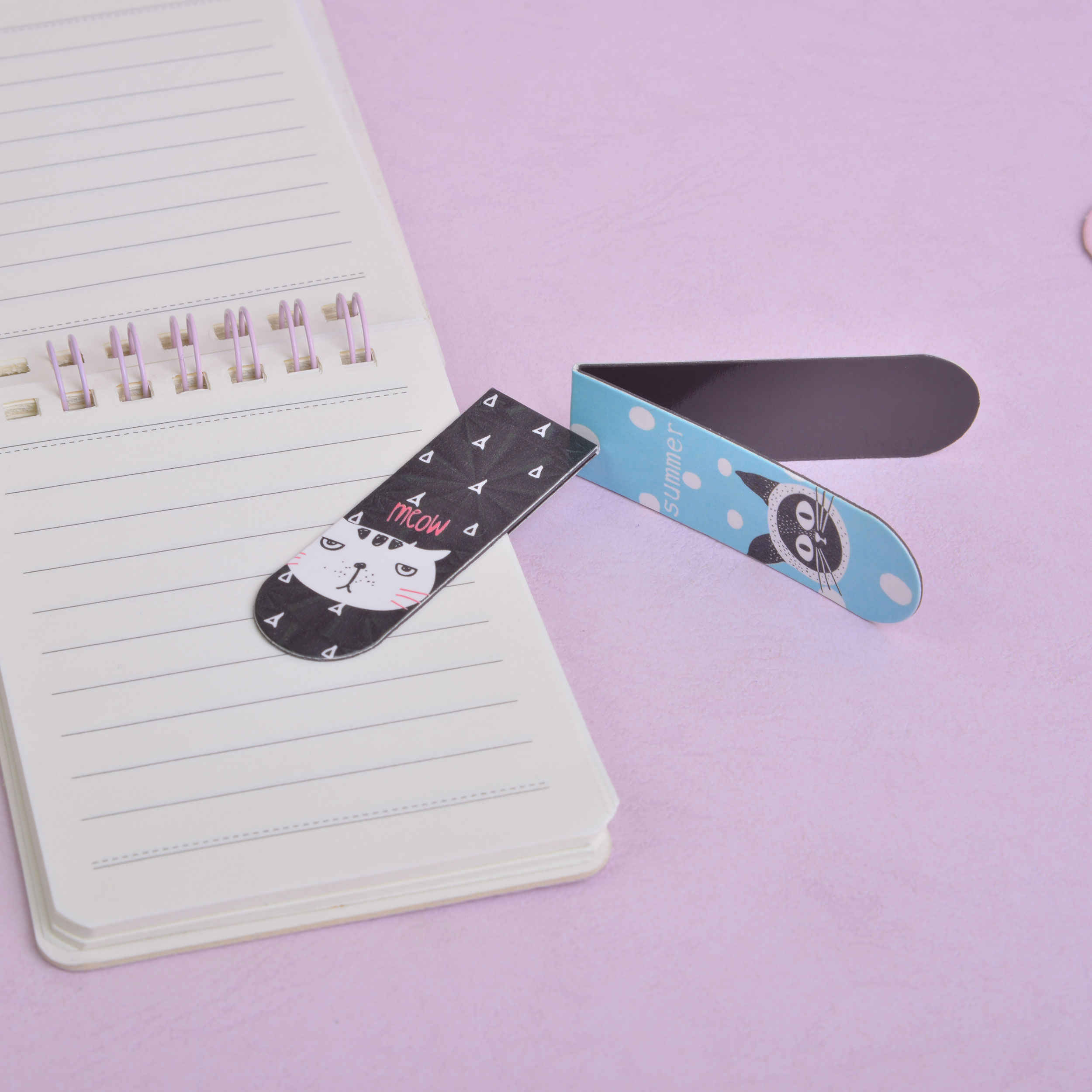 Set de marque-pages magnétiques – idéal comme cadeau, avec design fantaisie chat mignon (x6).