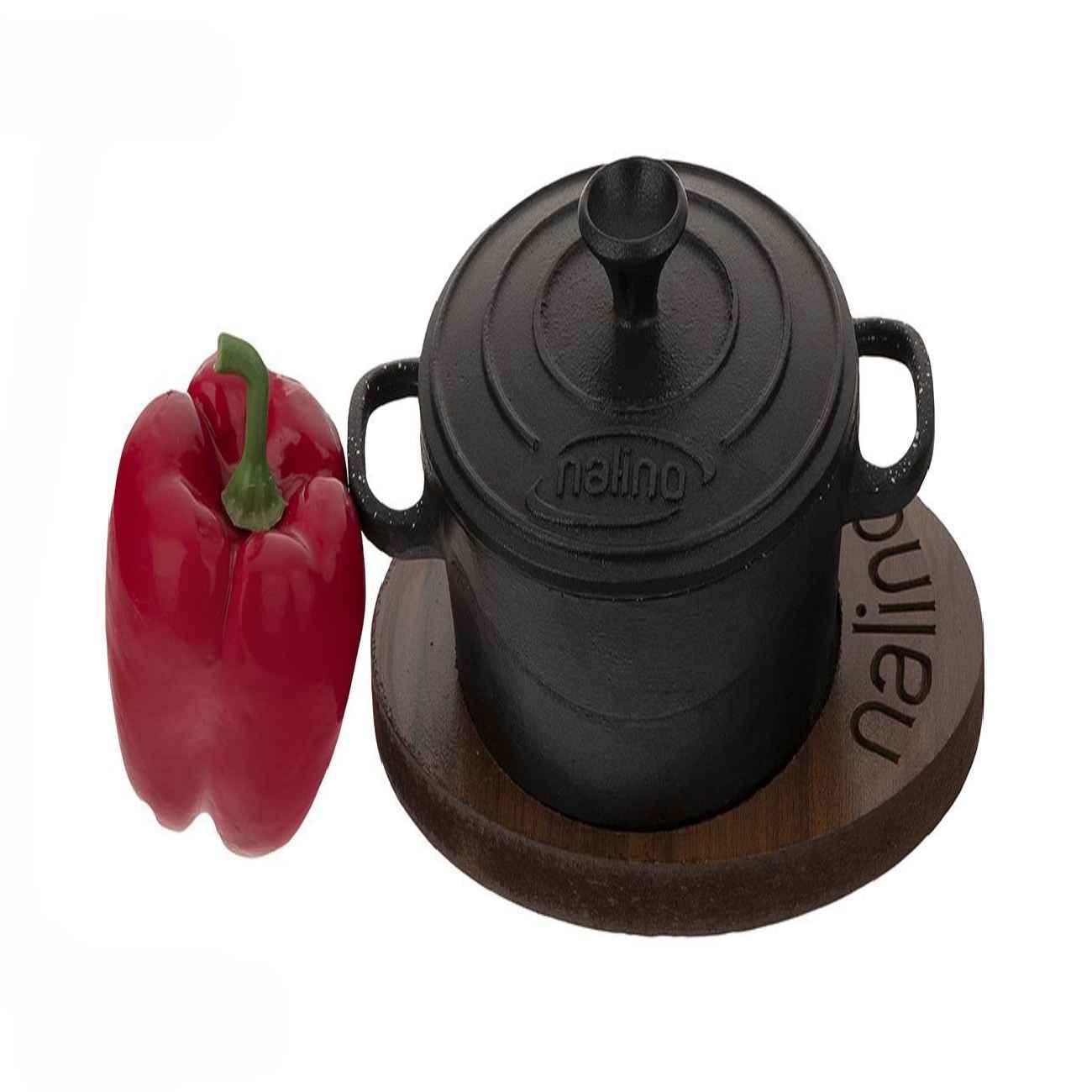Marmite en fonte Nalino – saveur authentique pour chaque repas, taille 14 avec support en