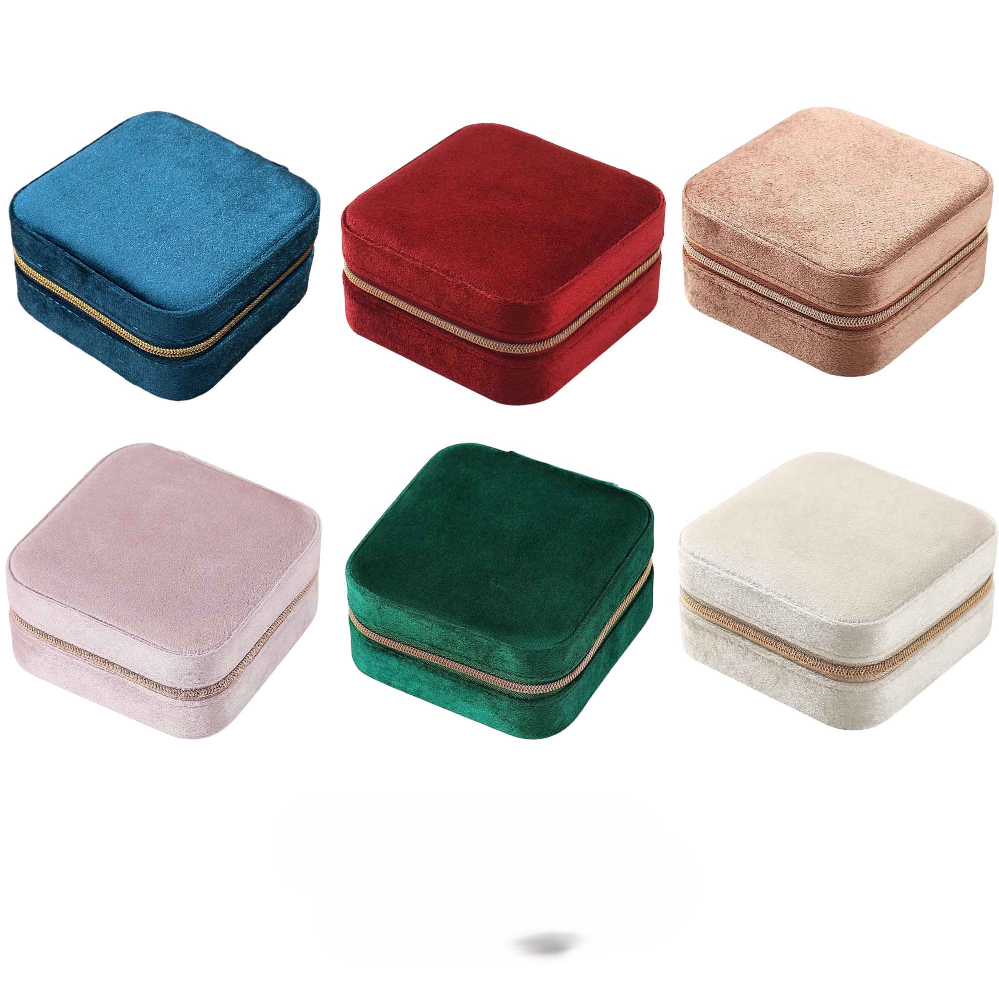 Boîte à bijoux portable en velours – idéale pour voyage, mariage et cadeaux