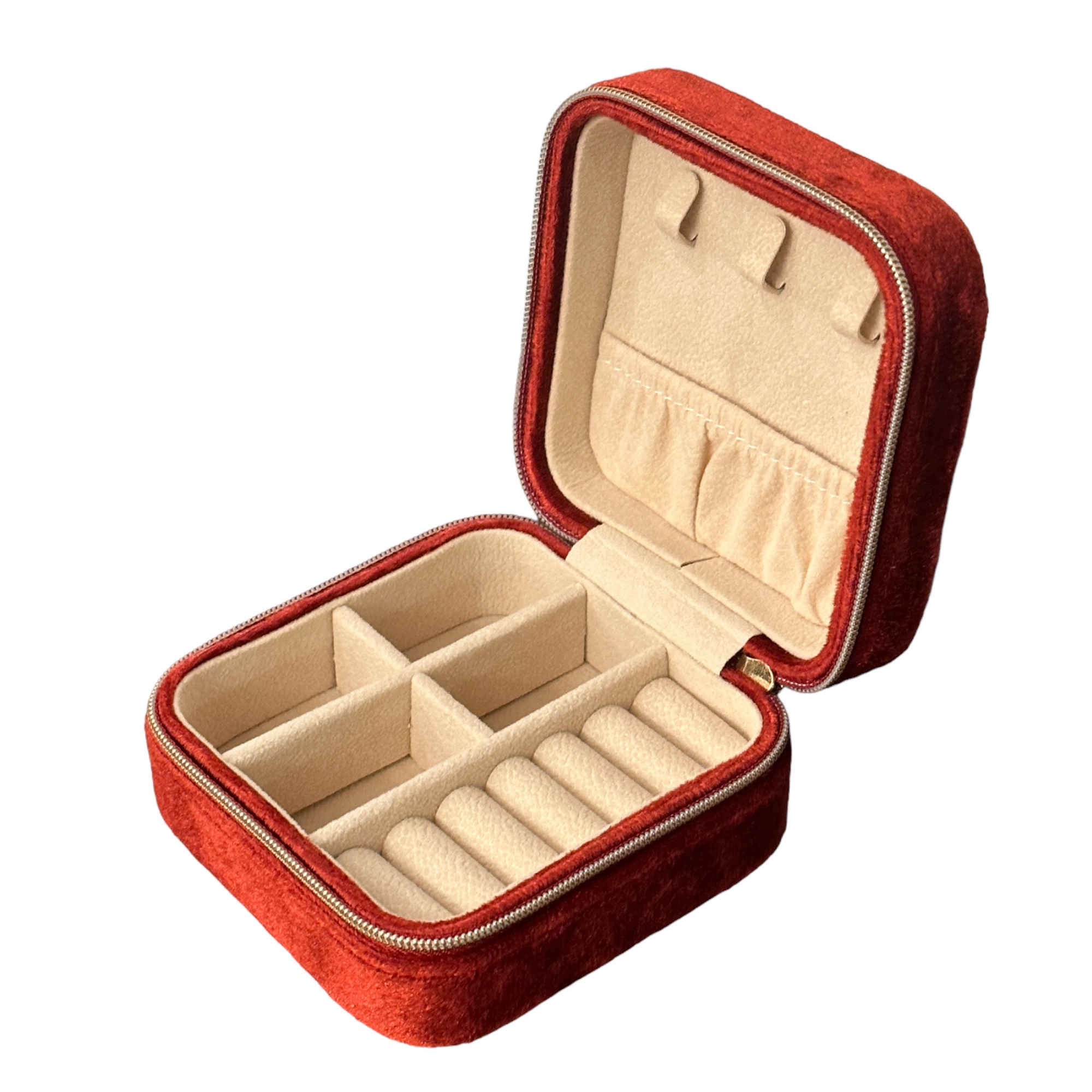 Boîte à bijoux portable en velours – idéale pour voyage, mariage et cadeaux