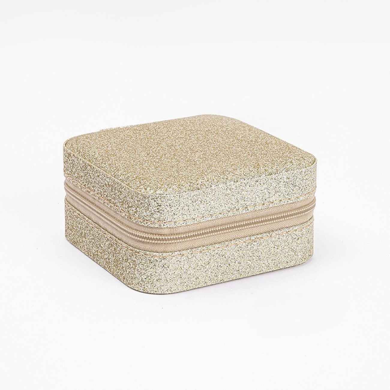Boîte à bijoux de voyage brillante – cuir synthétique, compacte et stylée