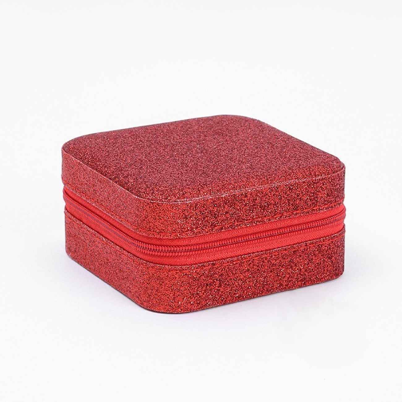 Boîte à bijoux de voyage brillante – cuir synthétique, compacte et stylée