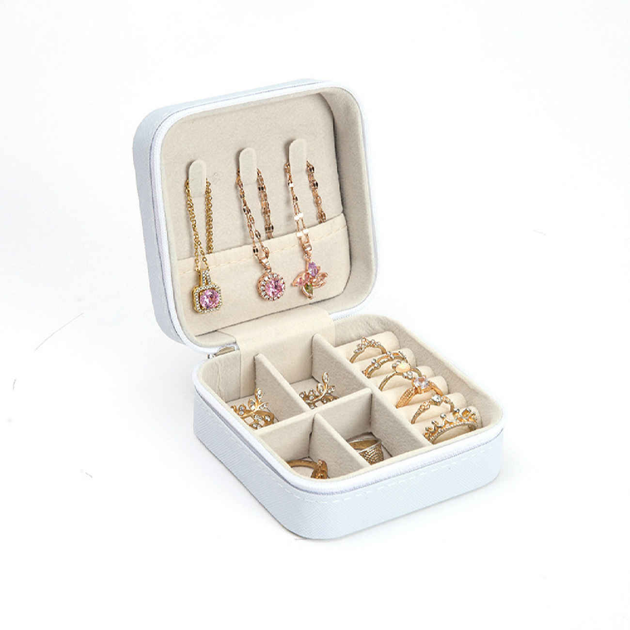 Boîte à bijoux de voyage brillante – cuir synthétique, compacte et stylée