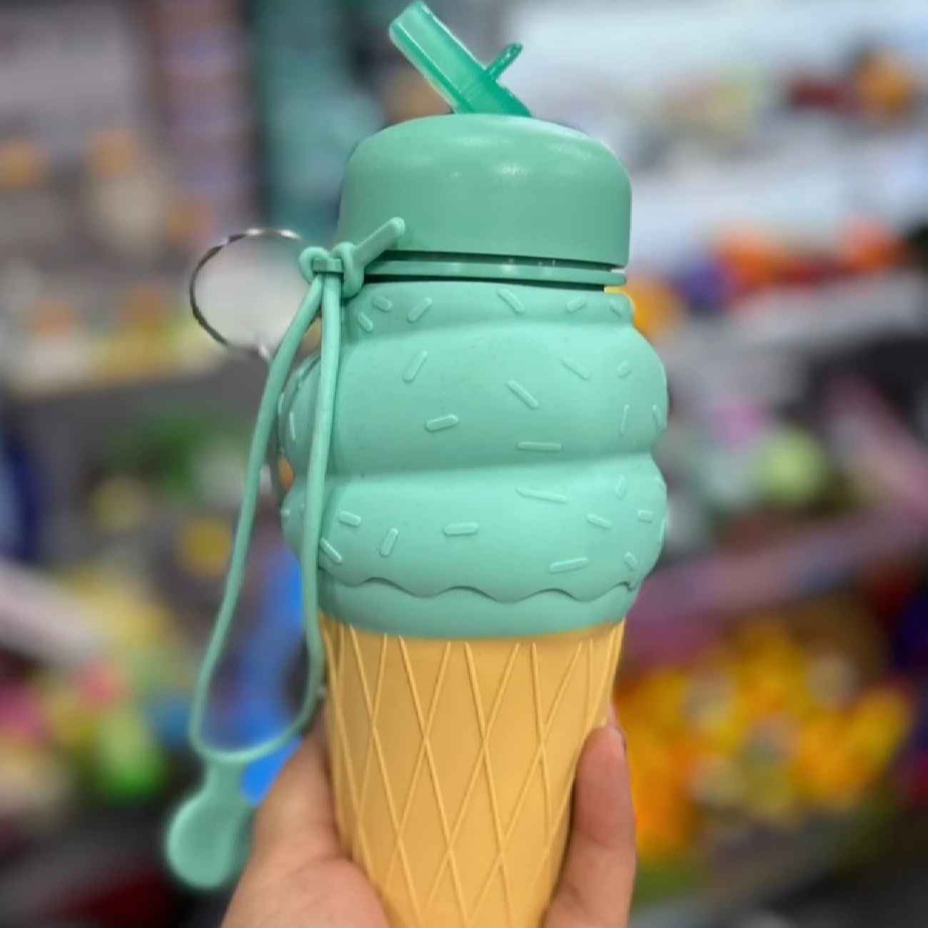 Bouteille en silicone – motif glace, portable et pliable pour enfants
