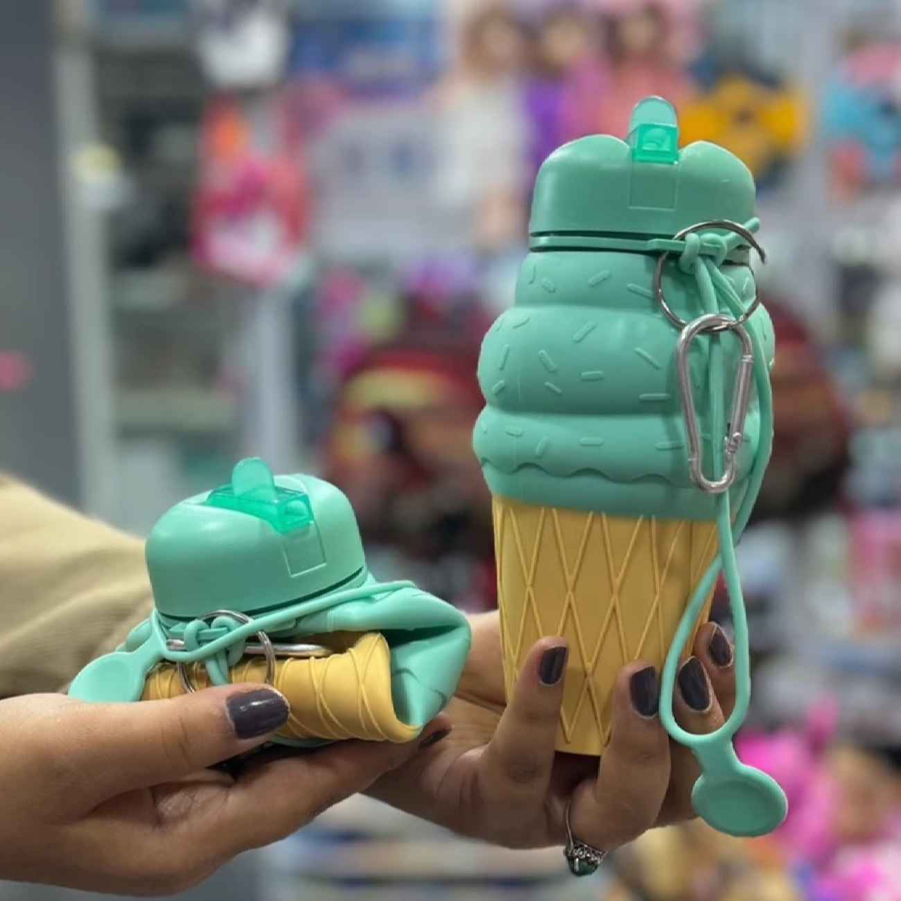 Bouteille en silicone – motif glace, portable et pliable pour enfants