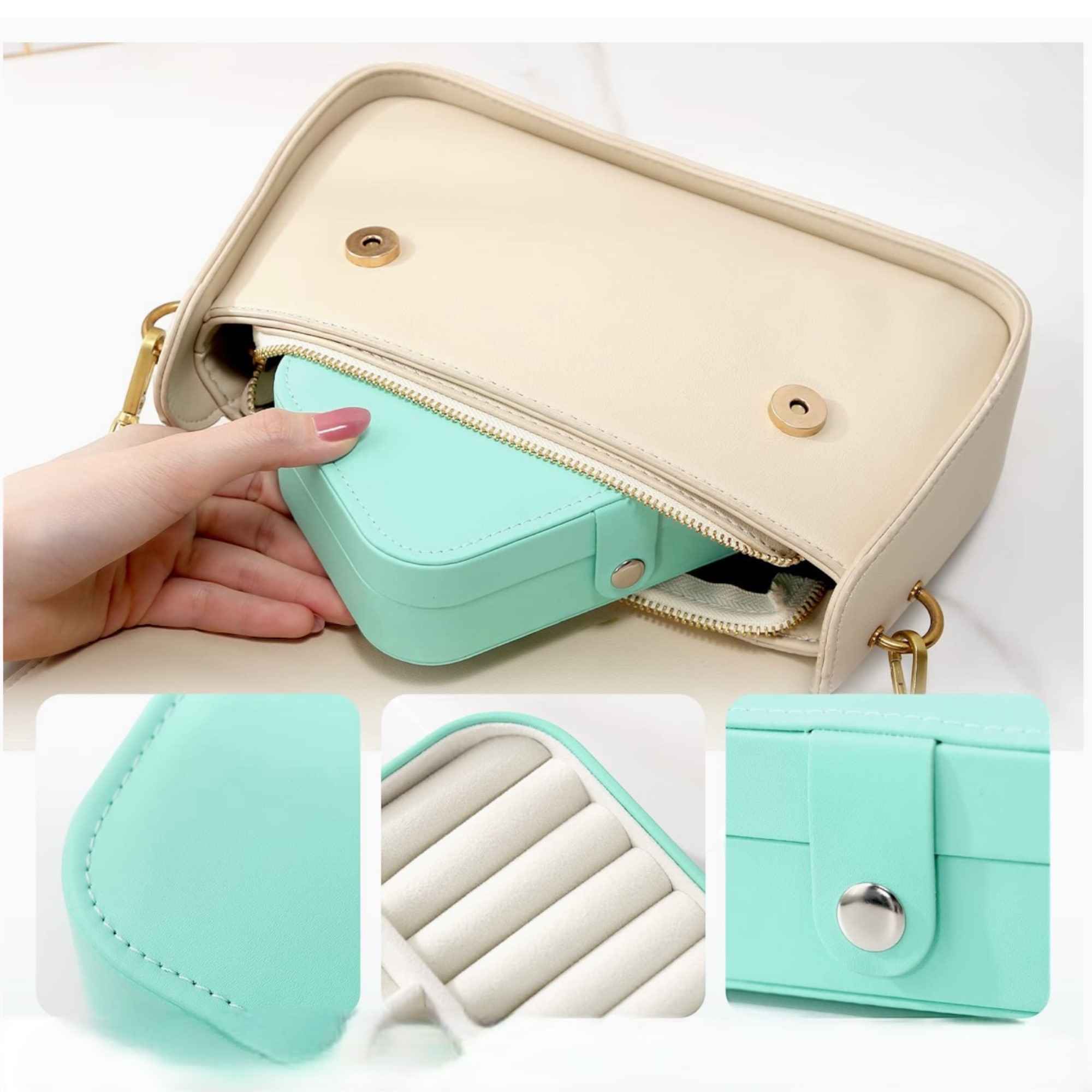 Boîte à bijoux de voyage – organisateur compact pour bagues, bracelets et boucles d’oreilles