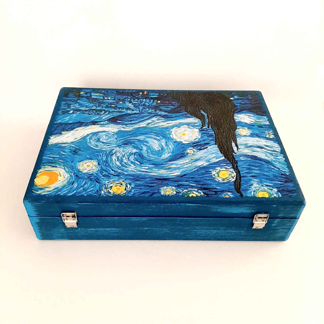 Trousse à crayons en bois design Van Gogh – papeterie artistique pour école et bureau