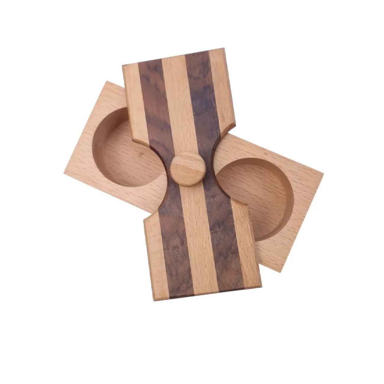Boîte en bois pour thé et snacks avec couvercle rotatif – pratique et décorative