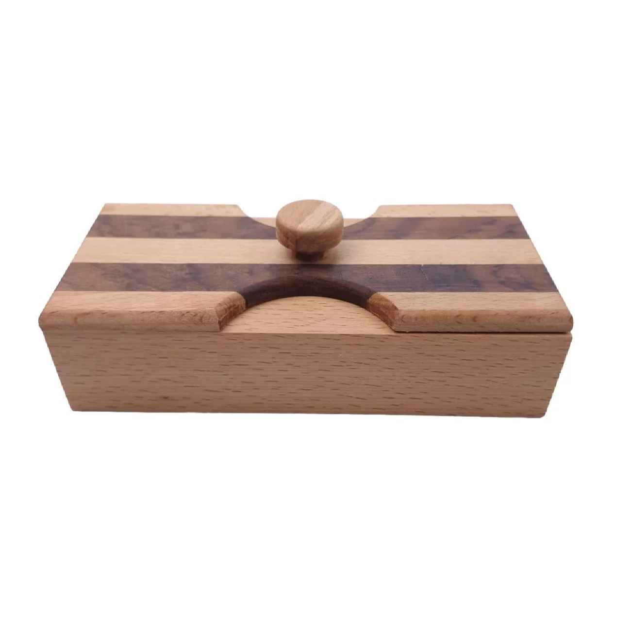 Boîte en bois pour thé et snacks avec couvercle rotatif – pratique et décorative