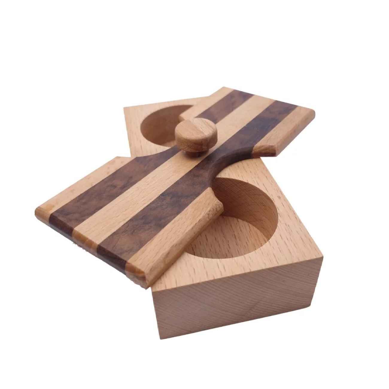 Boîte en bois pour thé et snacks avec couvercle rotatif – pratique et décorative