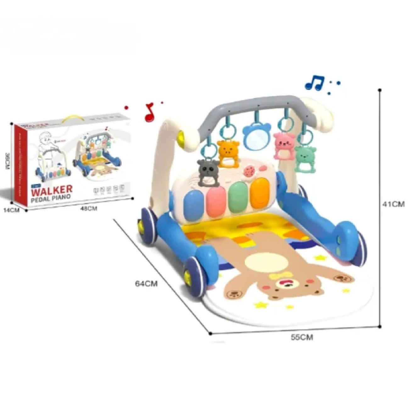 Tapis d’éveil bébé doux avec ours brun – Gymnase interactif et ludique