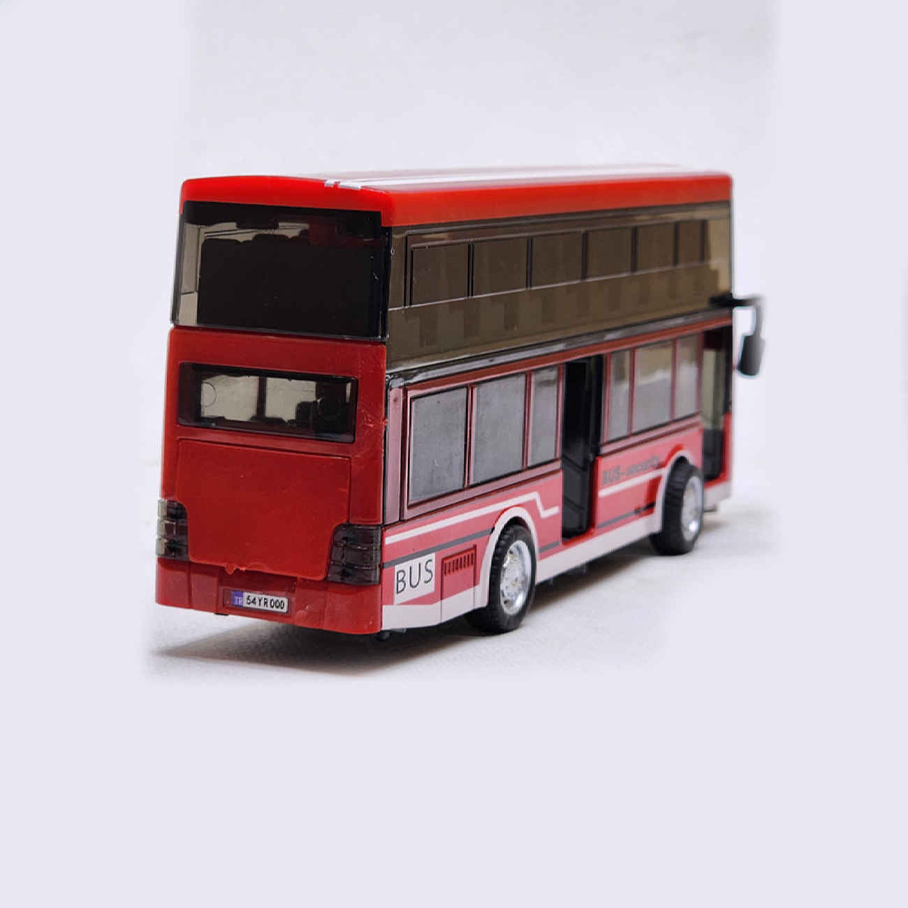 Jouet bus urbain à deux étages en métal moulé – à friction et musical – Portes ouvrantes