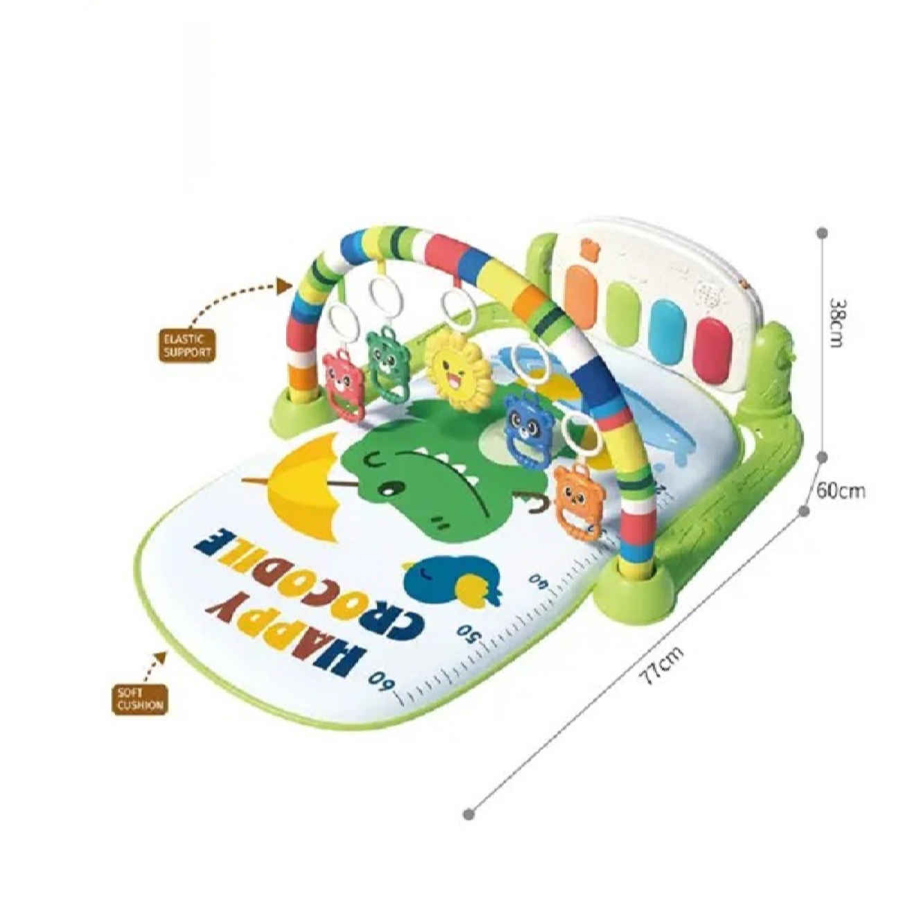 Tapis d’éveil bébé avec arche en forme de parapluie et dinosaures – Gymnase interactif et ludique