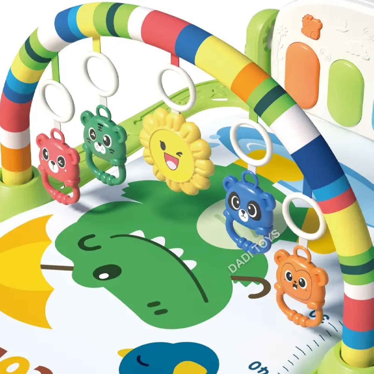 Tapis d’éveil bébé avec arche en forme de parapluie et dinosaures – Gymnase interactif et ludique