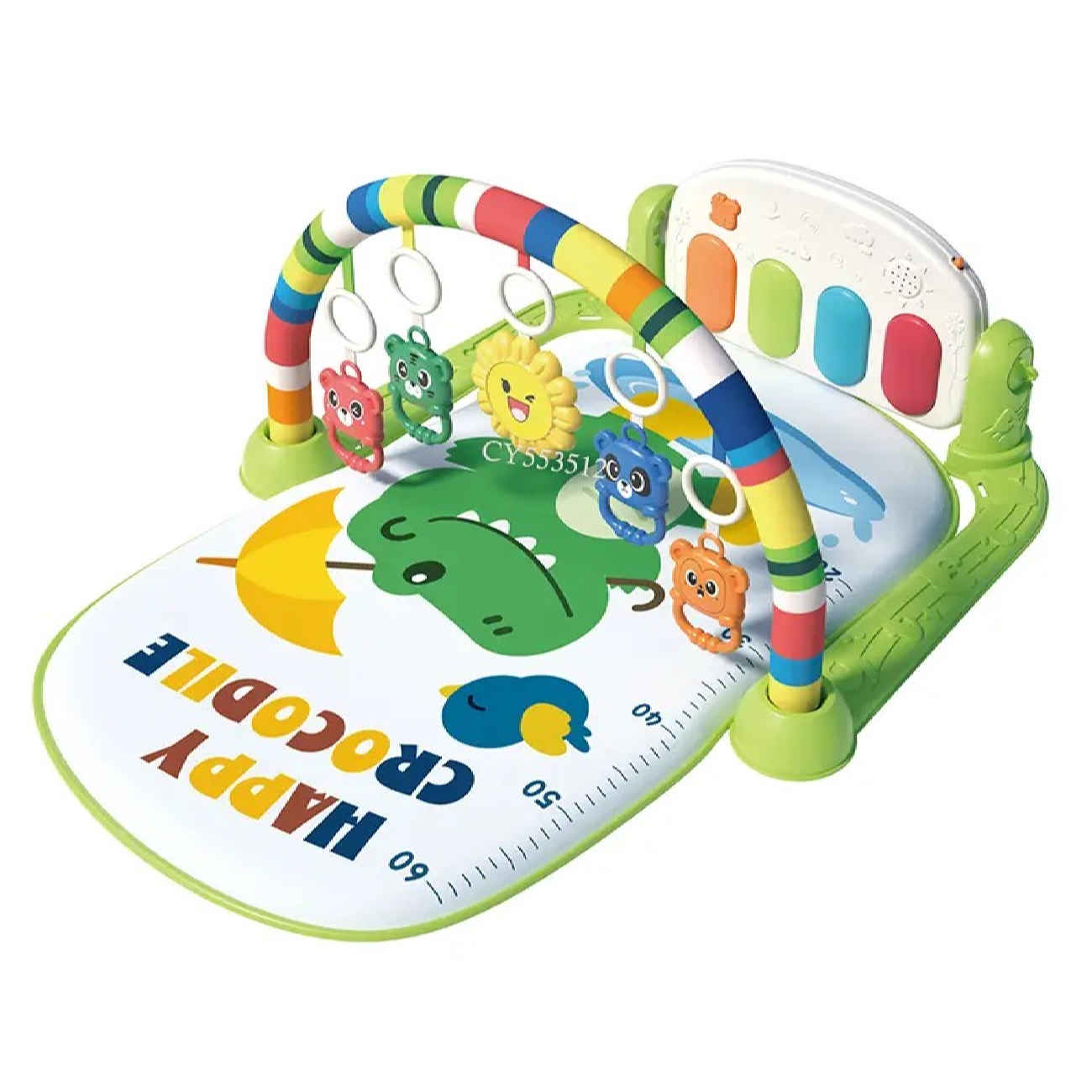 Tapis d’éveil bébé avec arche en forme de parapluie et dinosaures – Gymnase interactif et ludique