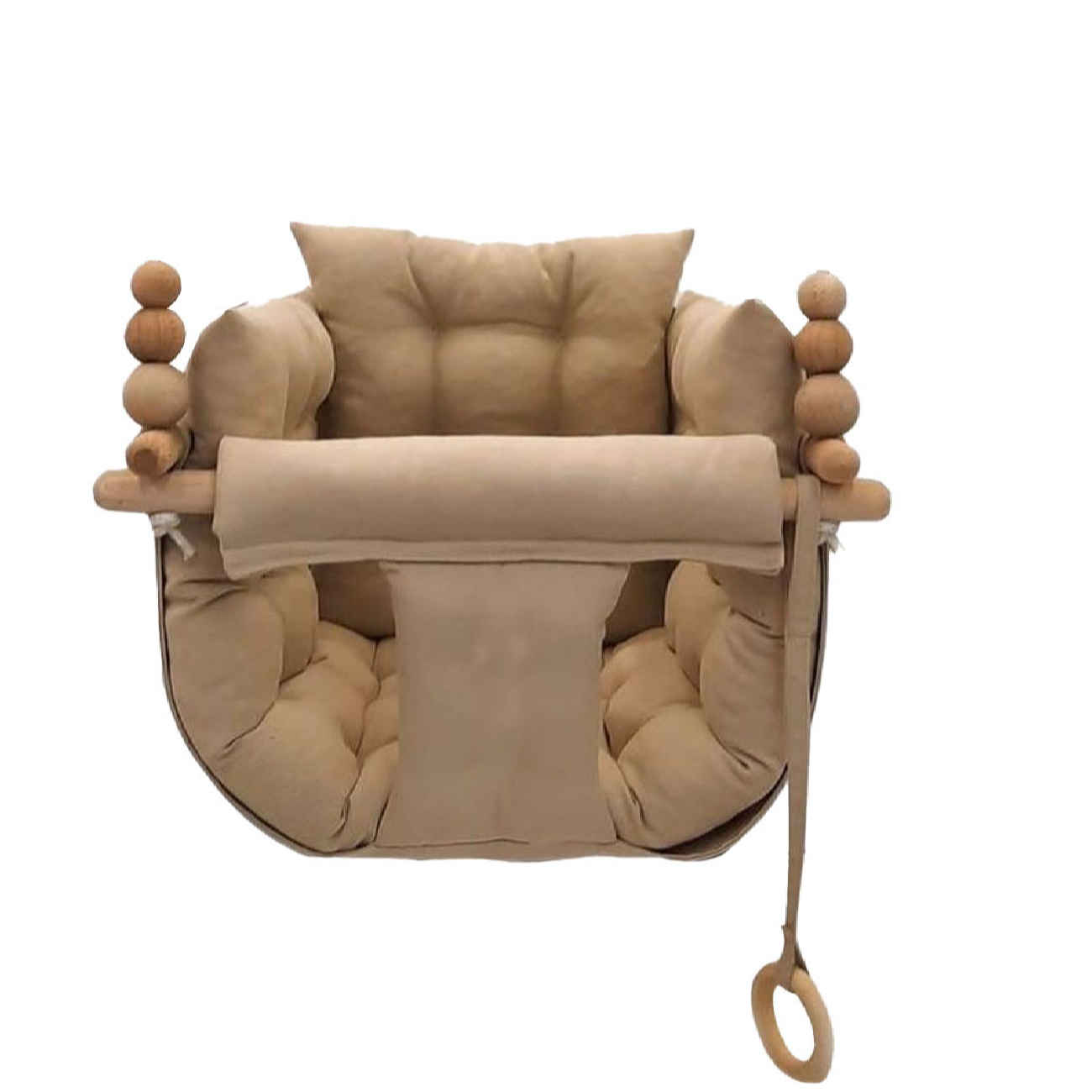 Balancelle Bébé Style Canapé Elid – Structure en Bois et Hamac en Velours Coton pour Tout-Petits