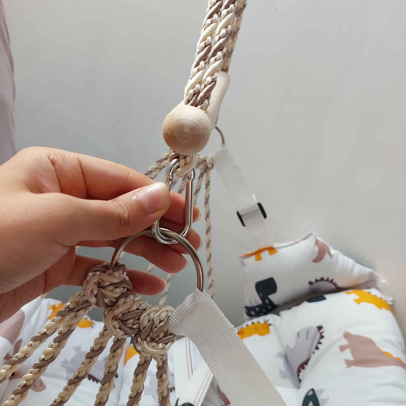 Balançoire Bébé Dinosaure Bleu Clair – Hamac Doux, Sûr et Facile à Transporter pour Nouveau-nés et Tout-petits